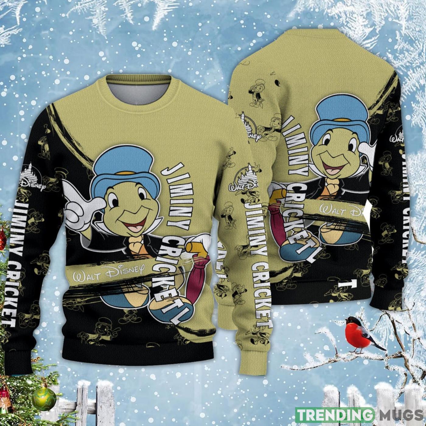 Jiminy Cricket Green Black Ugly Christmas Sweater Product Photo 1