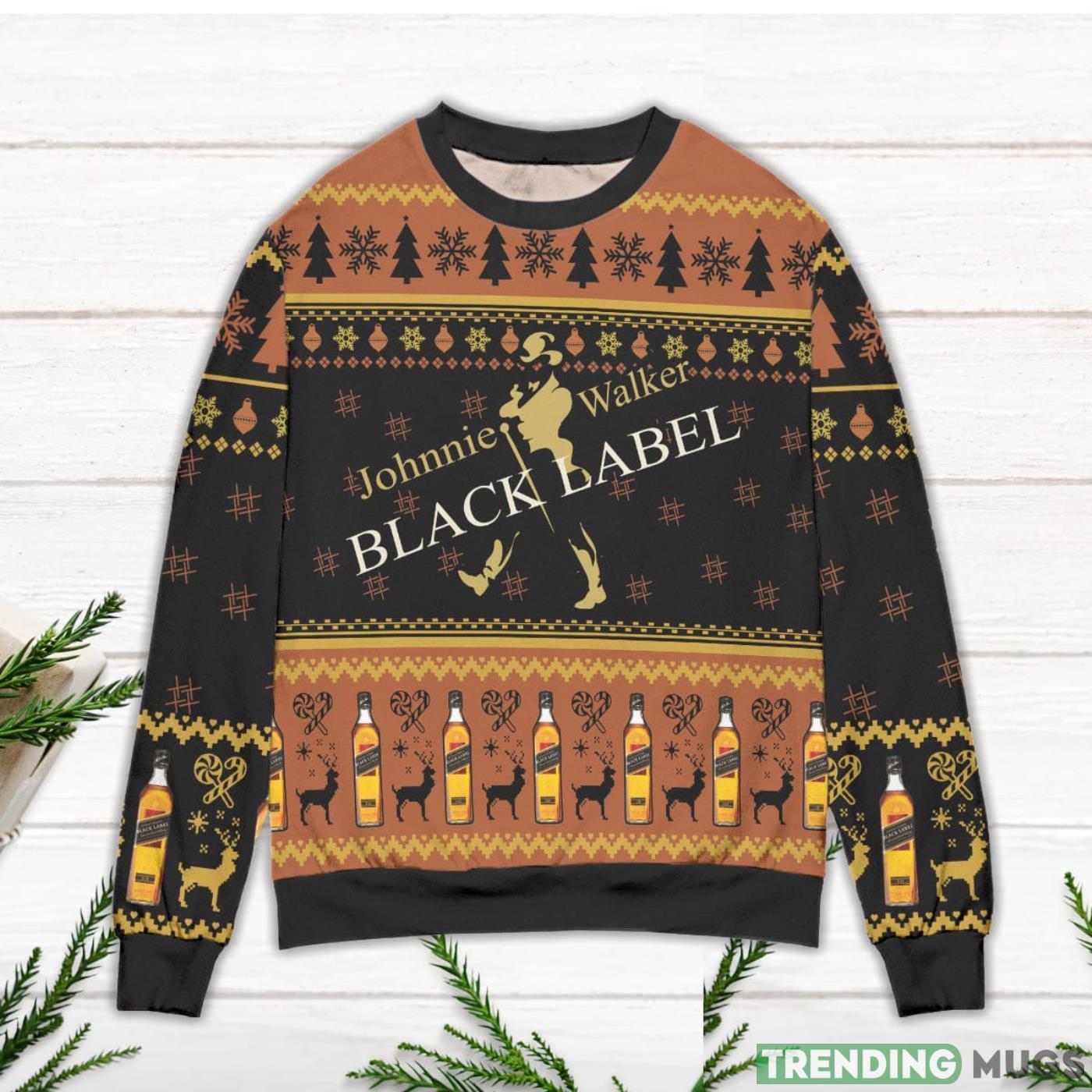 Johnnie Walker Black Label Pine Tree & Reindeer Ugly Christmas Sweater Sweater Johnnie Walker Black Label Pine Tree & Reindeer Ugly Christmas Sweater Sweater