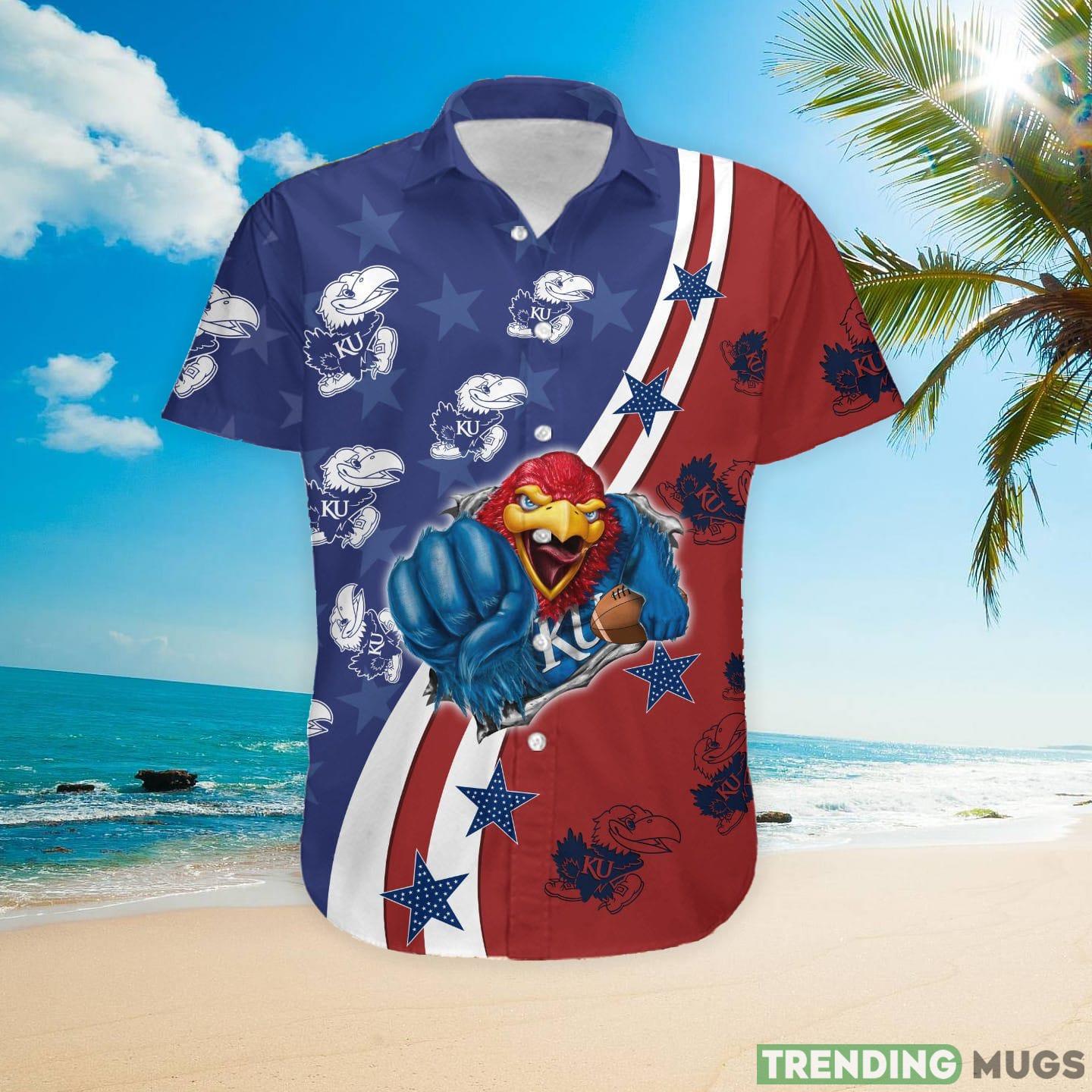 Kansas Jayhawks American Flag Custom Name Hawaiian Shirt Hawaiian Shirt Kansas Jayhawks American Flag Custom Name Hawaiian Shirt Hawaiian Shirt