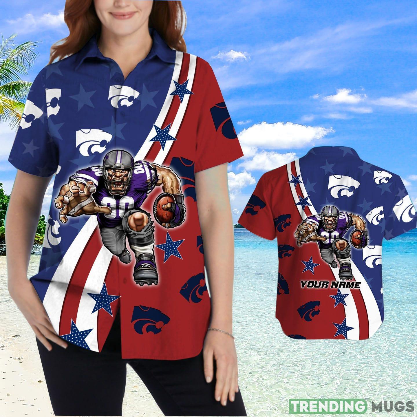 Kansas State Wildcats American Flag Custom Name Hawaiian Shirt Hawaiian Shirt Kansas State Wildcats American Flag Custom Name Hawaiian Shirt Hawaiian Shirt