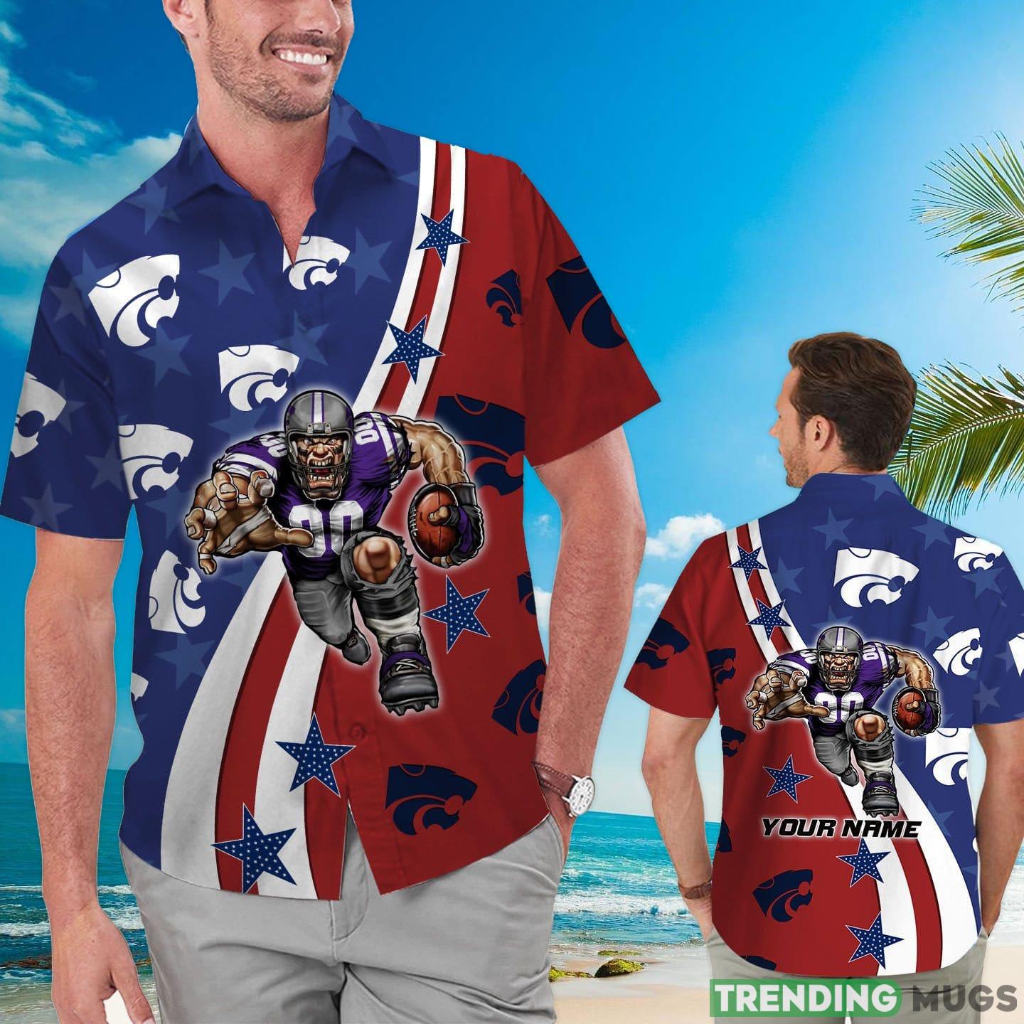Kansas State Wildcats American Flag Custom Name Hawaiian Shirt Product Photo 1 Kansas State Wildcats American Flag Custom Name Hawaiian Shirt Product Photo 1