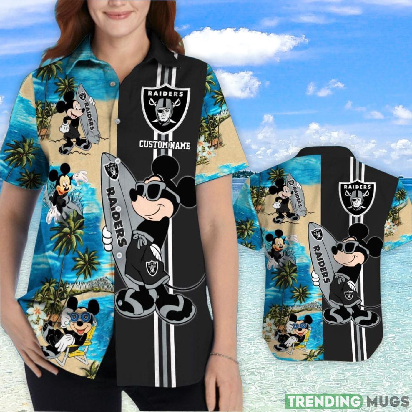 Las Vegas Raiders Mickey Surfing Lover Custom Name Hawaiian Shirt Hawaiian Shirt Las Vegas Raiders Mickey Surfing Lover Custom Name Hawaiian Shirt Hawaiian Shirt