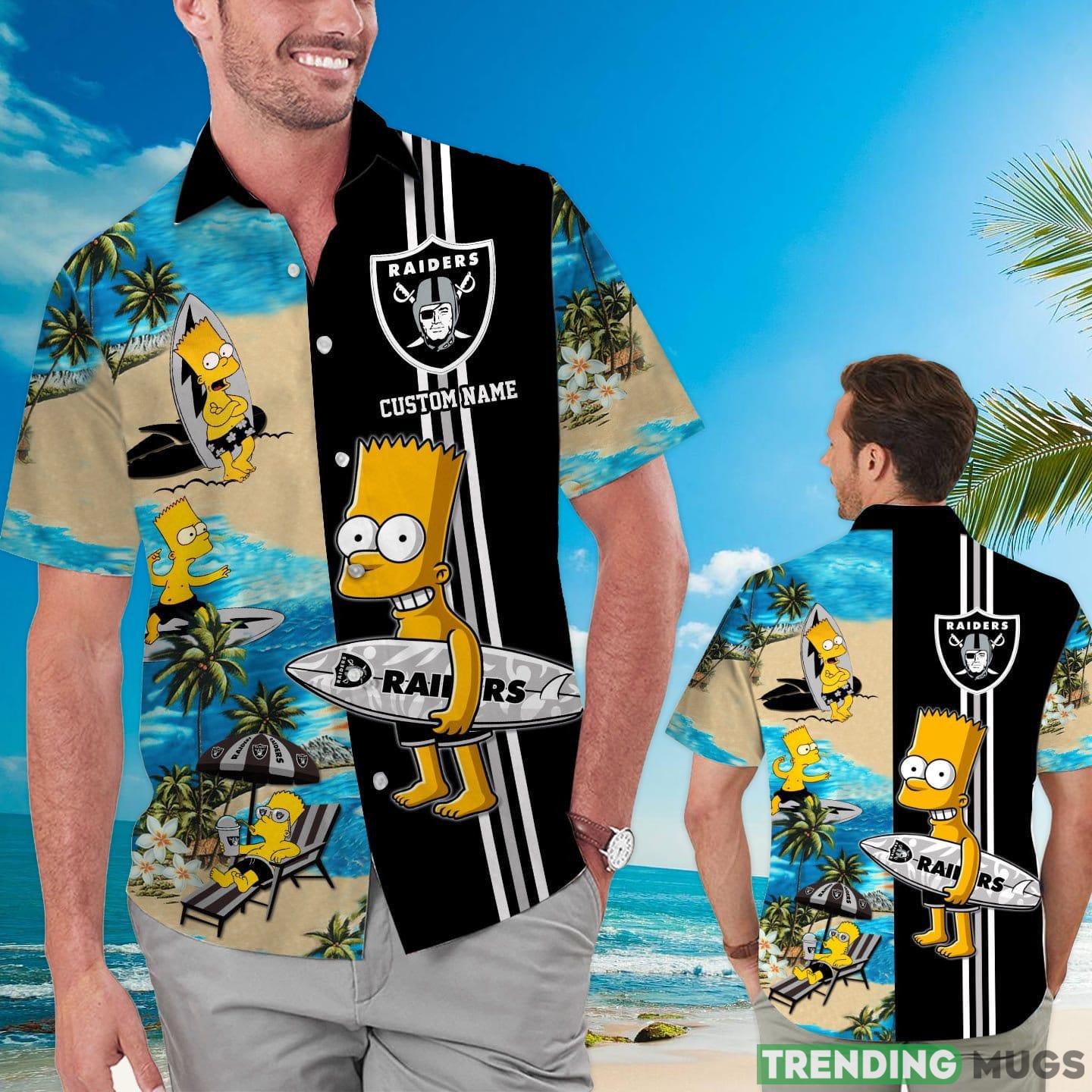Las Vegas Raiders Simpsons Custom Name Hawaiian Shirt Product Photo 1 Las Vegas Raiders Simpsons Custom Name Hawaiian Shirt Product Photo 1