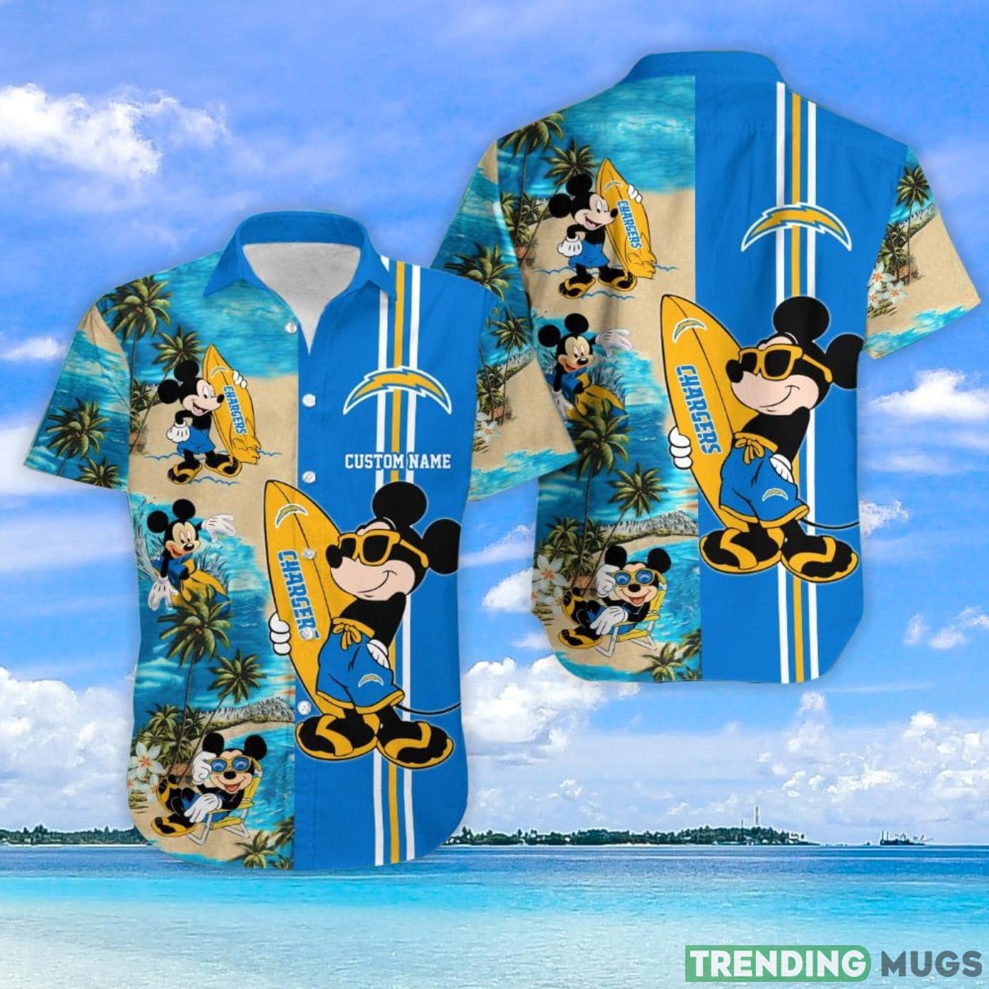 Los Angeles Chargers Mickey Surfing Lover Custom Name Hawaiian Shirt Hawaiian Shirt Los Angeles Chargers Mickey Surfing Lover Custom Name Hawaiian Shirt Hawaiian Shirt
