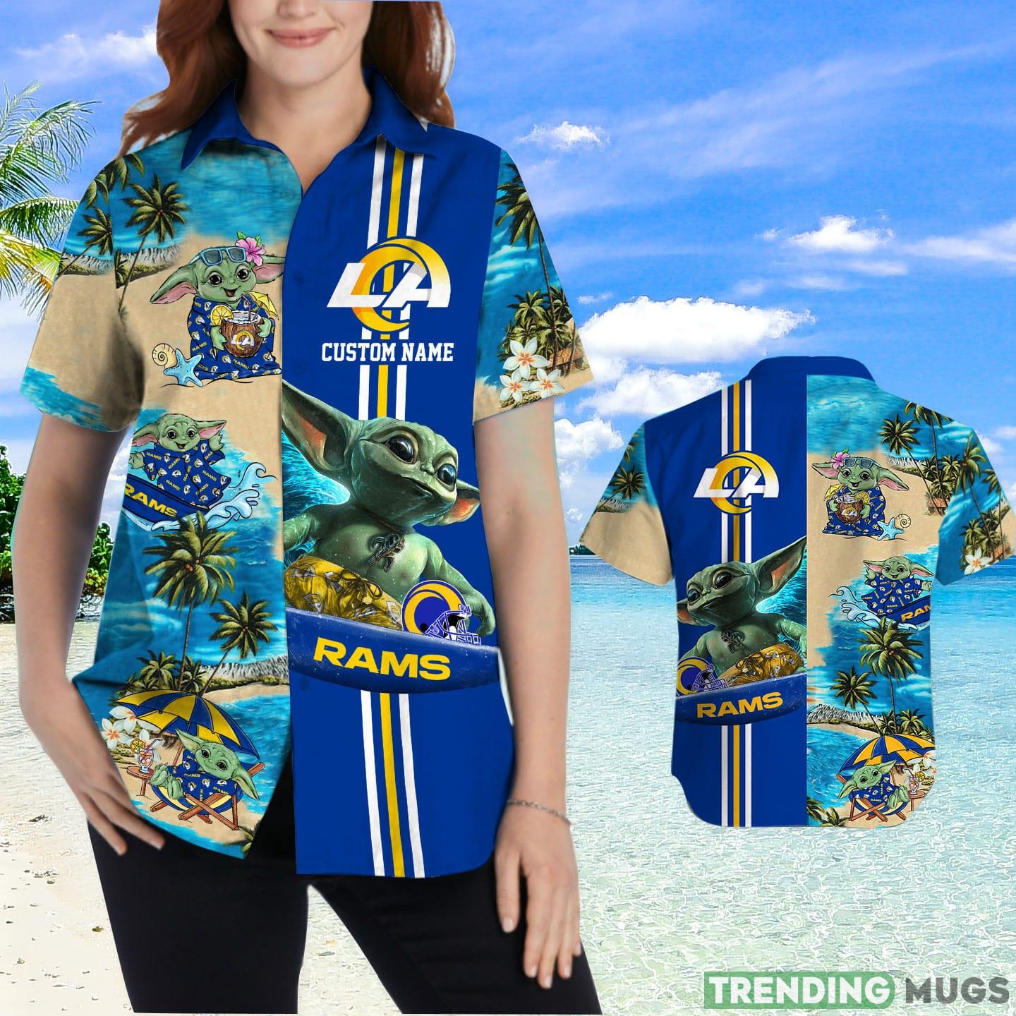 Los Angeles Rams Baby Yoda Custom Name Hawaiian Shirt Hawaiian Shirt Los Angeles Rams Baby Yoda Custom Name Hawaiian Shirt Hawaiian Shirt
