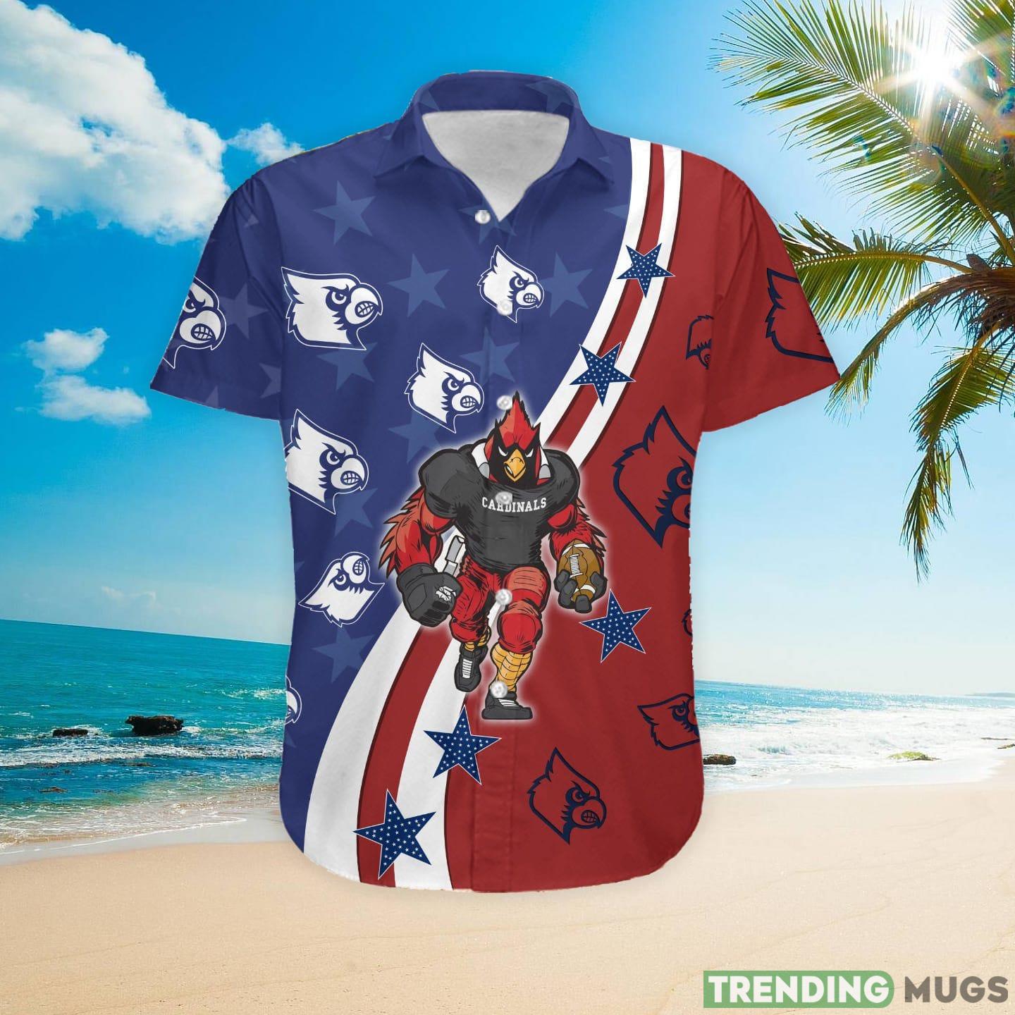 Louisville Cardinals American Flag Custom Name Hawaiian Shirt Hawaiian Shirt Louisville Cardinals American Flag Custom Name Hawaiian Shirt Hawaiian Shirt