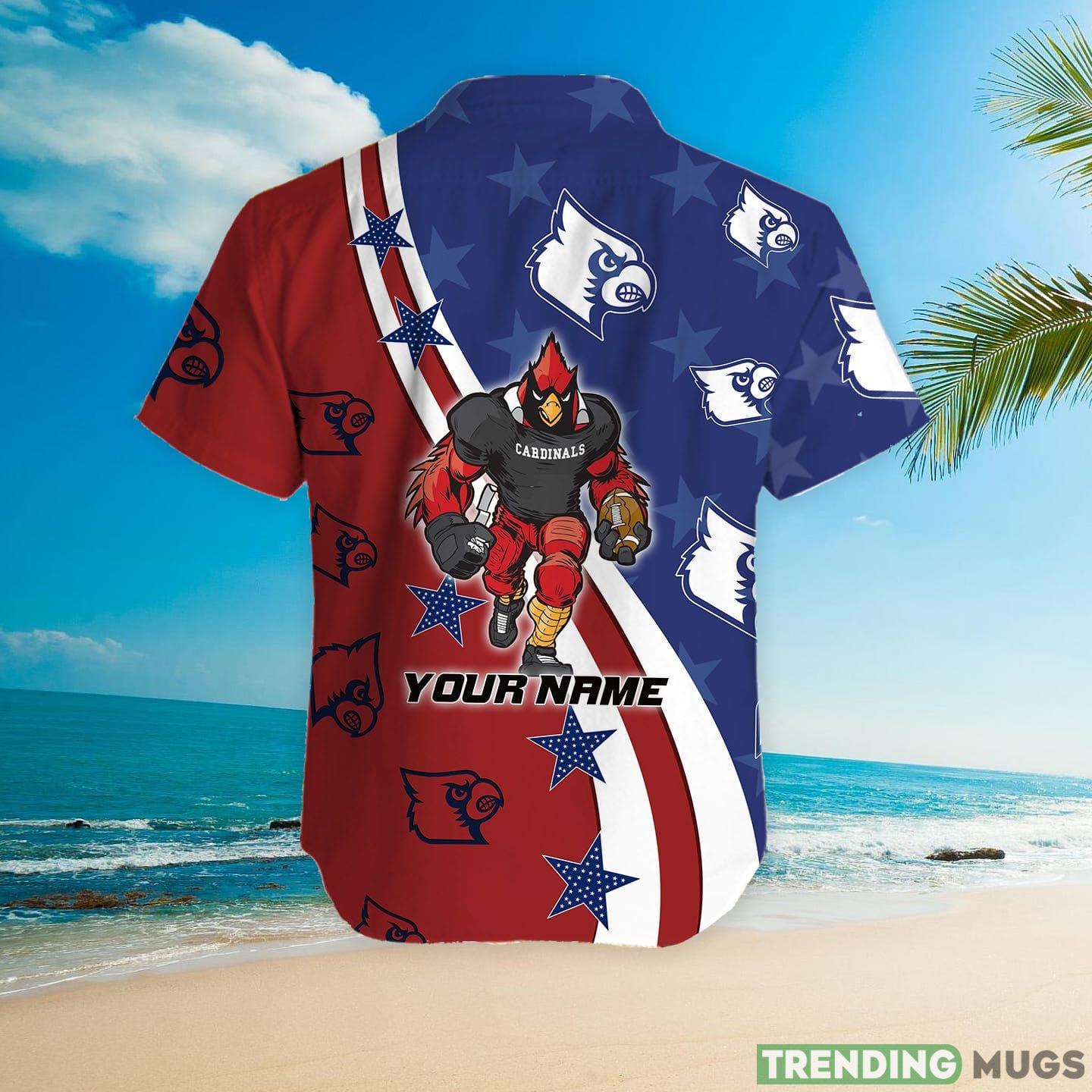 Louisville Cardinals American Flag Custom Name Hawaiian Shirt Hawaiian Shirt Louisville Cardinals American Flag Custom Name Hawaiian Shirt Hawaiian Shirt