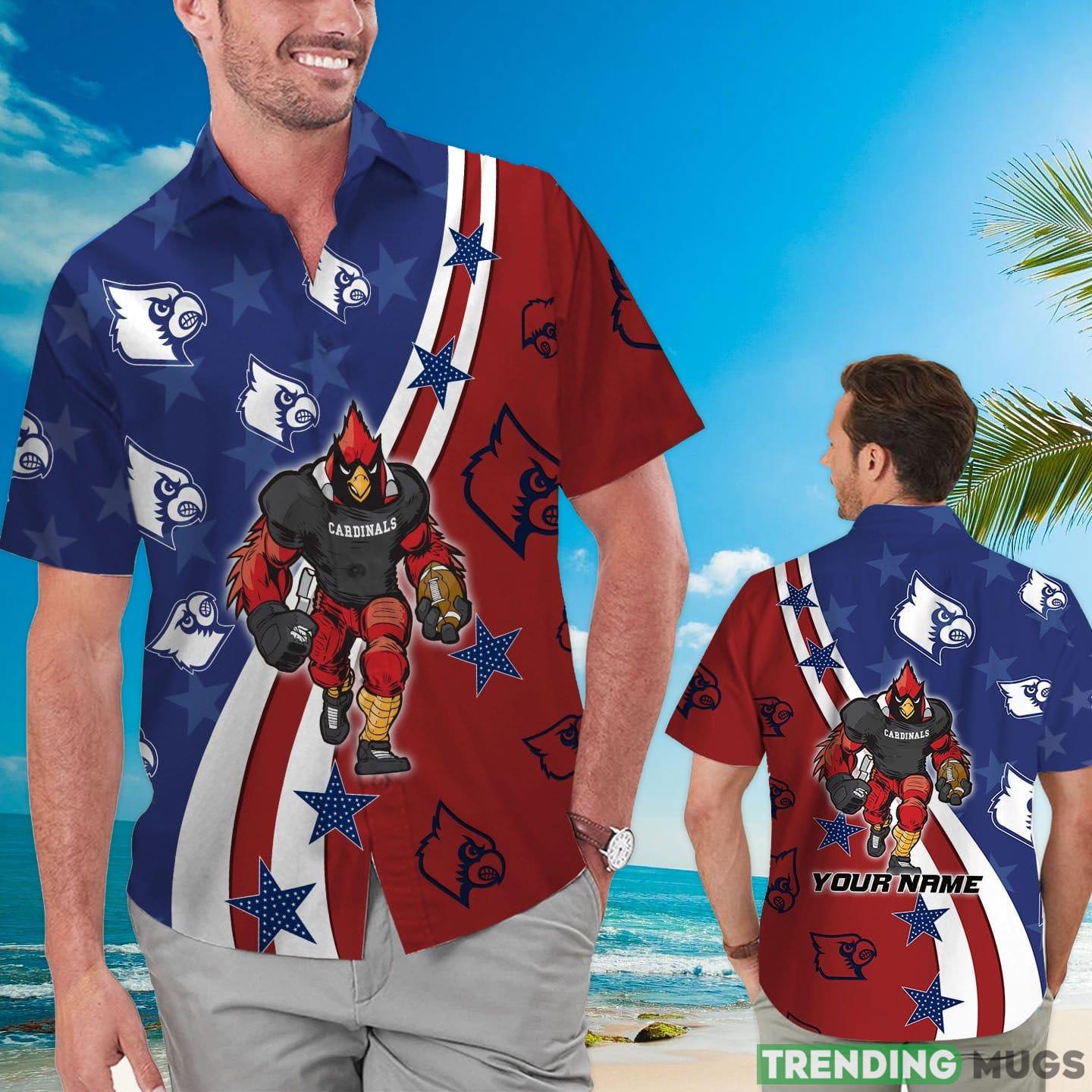 Louisville Cardinals American Flag Custom Name Hawaiian Shirt Product Photo 1 Louisville Cardinals American Flag Custom Name Hawaiian Shirt Product Photo 1