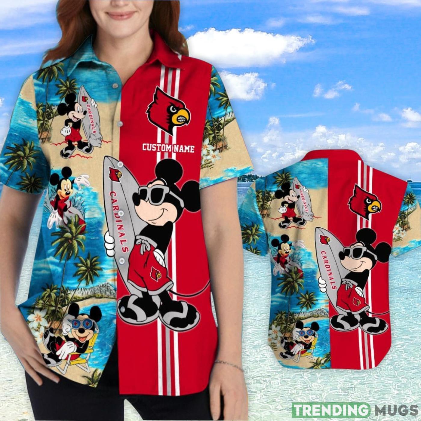 Louisville Cardinals Mickey Surfing Lover Custom Name Hawaiian Shirt Hawaiian Shirt Louisville Cardinals Mickey Surfing Lover Custom Name Hawaiian Shirt Hawaiian Shirt