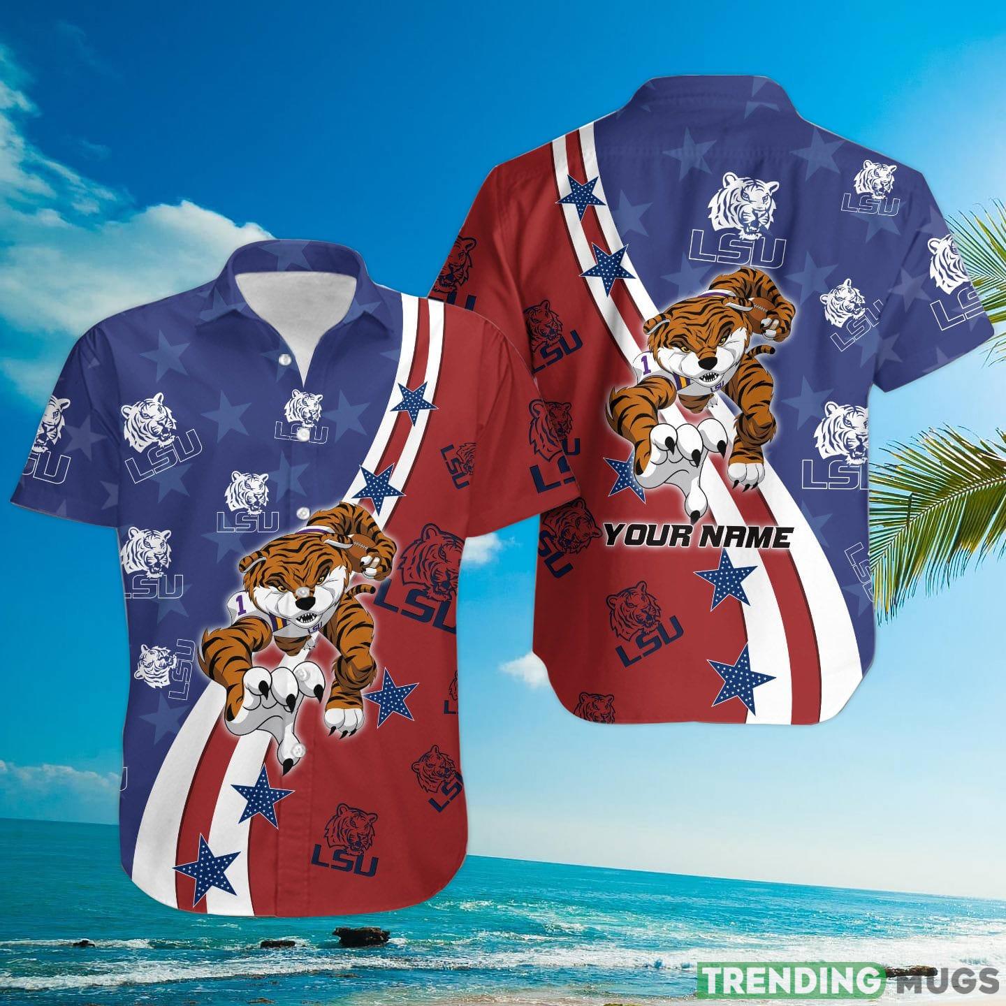 LSU Tigers American Flag Custom Name Hawaiian Shirt Hawaiian Shirt LSU Tigers American Flag Custom Name Hawaiian Shirt Hawaiian Shirt