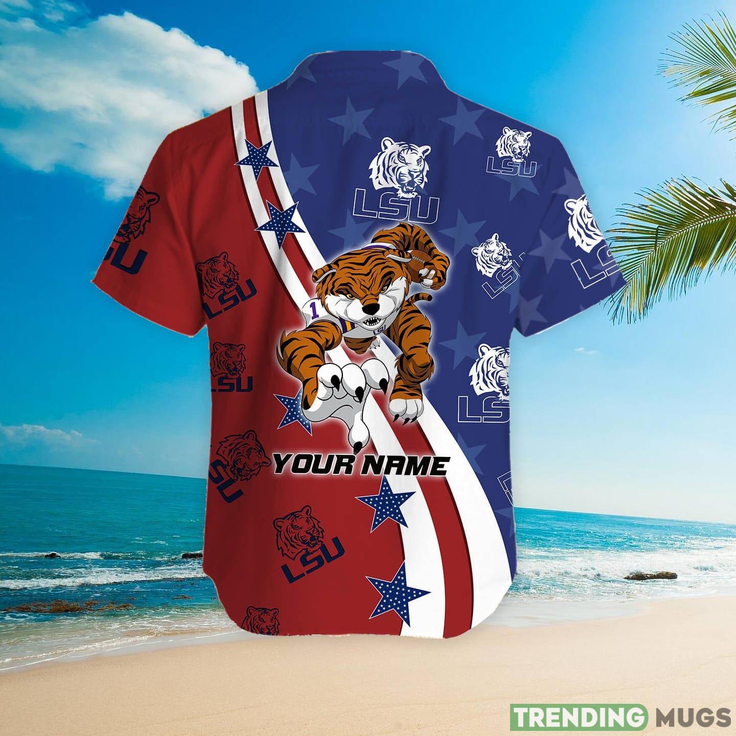 LSU Tigers American Flag Custom Name Hawaiian Shirt Hawaiian Shirt LSU Tigers American Flag Custom Name Hawaiian Shirt Hawaiian Shirt
