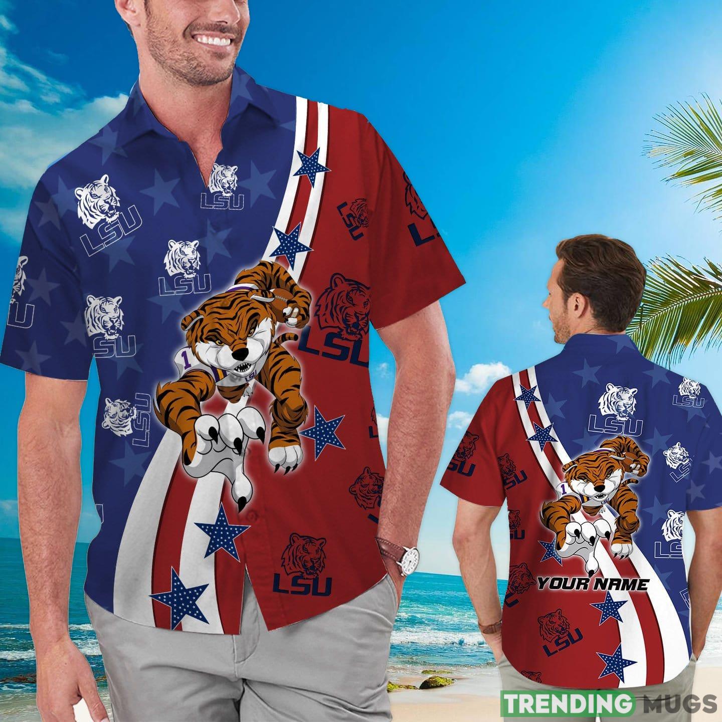 LSU Tigers American Flag Custom Name Hawaiian Shirt Product Photo 1 LSU Tigers American Flag Custom Name Hawaiian Shirt Product Photo 1