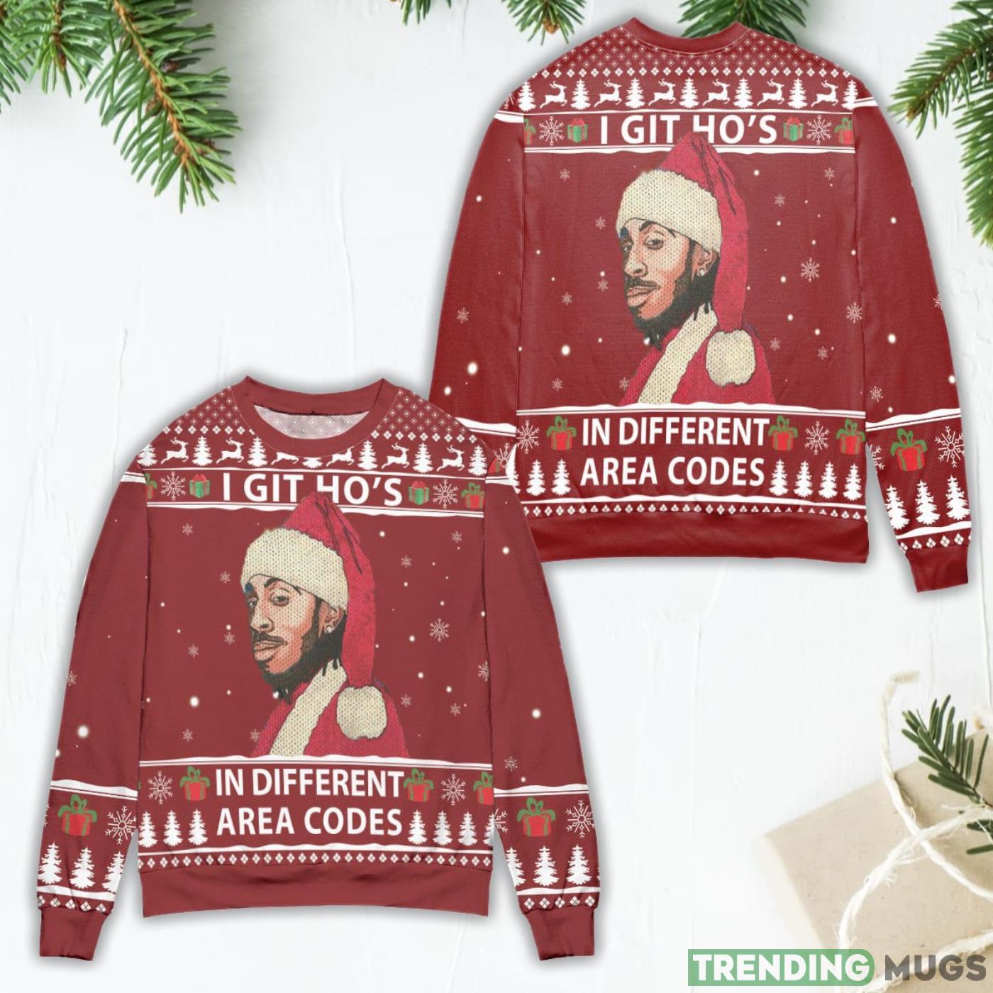 Ludacris I Got Ho's In Different Area Codes Red Ugly Christmas Sweater Product Photo 1