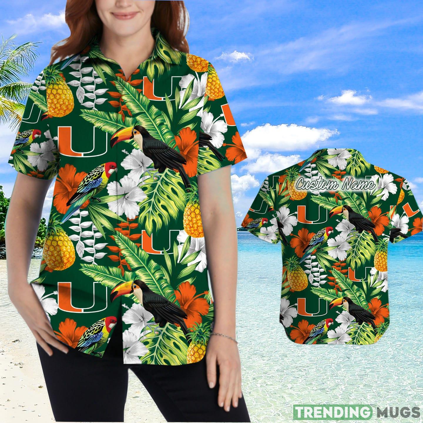 Miami Hurricanes Custom Name Parrot Floral Tropical Hawaiian Shirt Hawaiian Shirt Miami Hurricanes Custom Name Parrot Floral Tropical Hawaiian Shirt Hawaiian Shirt