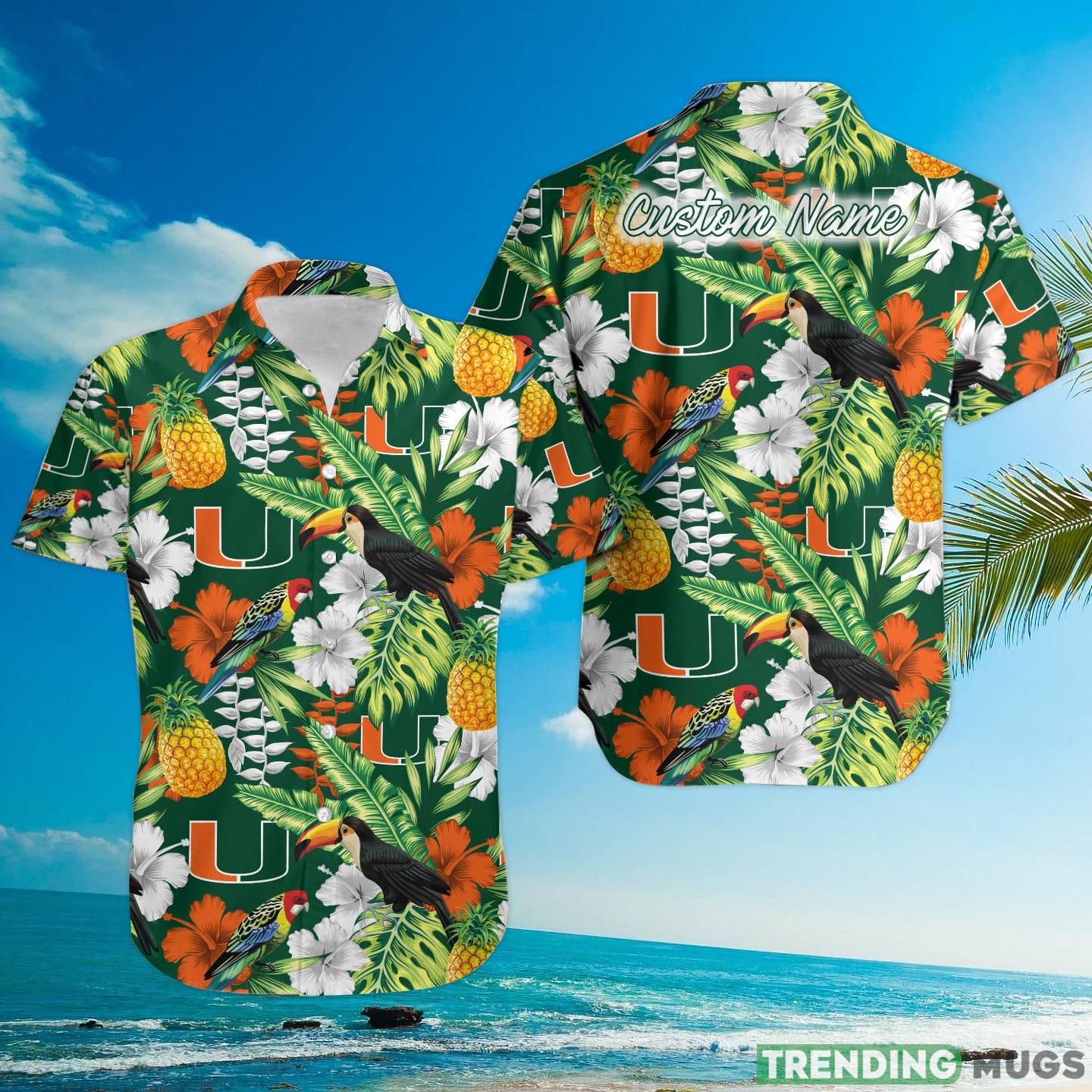 Miami Hurricanes Custom Name Parrot Floral Tropical Hawaiian Shirt Hawaiian Shirt Miami Hurricanes Custom Name Parrot Floral Tropical Hawaiian Shirt Hawaiian Shirt