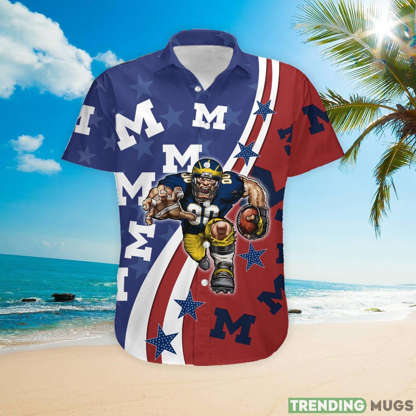 Michigan Wolverines American Flag Custom Name Hawaiian Shirt Hawaiian Shirt Michigan Wolverines American Flag Custom Name Hawaiian Shirt Hawaiian Shirt