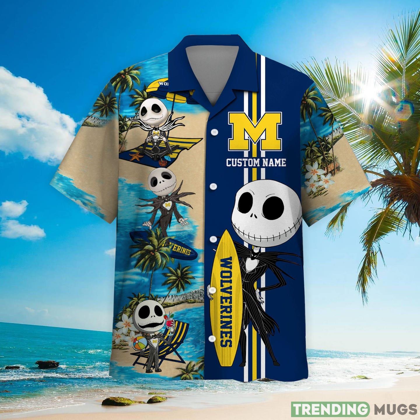 Michigan Wolverines Jack Skellington Custom Name Hawaiian Shirt Hawaiian Shirt Michigan Wolverines Jack Skellington Custom Name Hawaiian Shirt Hawaiian Shirt
