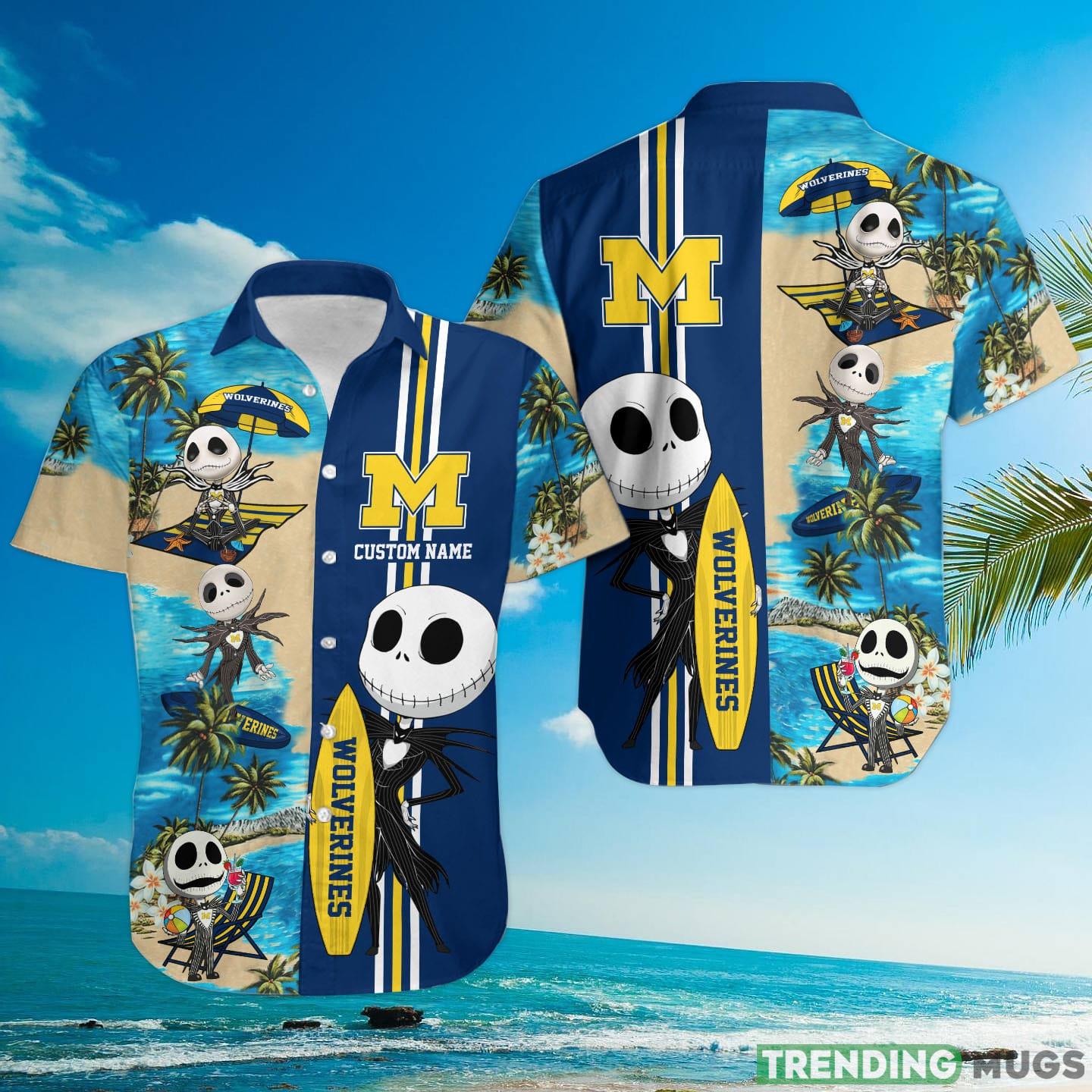 Michigan Wolverines Jack Skellington Custom Name Hawaiian Shirt Hawaiian Shirt Michigan Wolverines Jack Skellington Custom Name Hawaiian Shirt Hawaiian Shirt