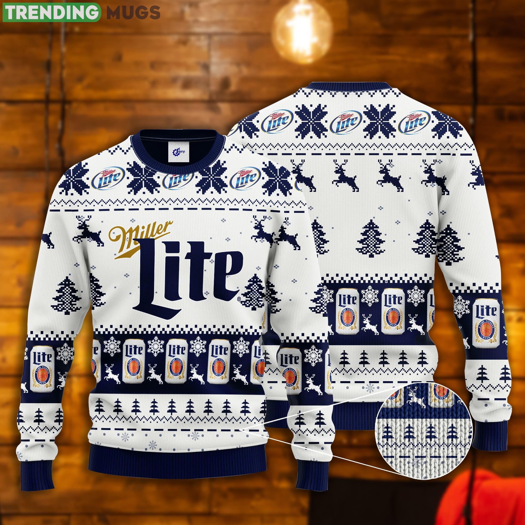 Miller Lite Reindeer Pattern Ugly Christmas Sweater Product Photo 1