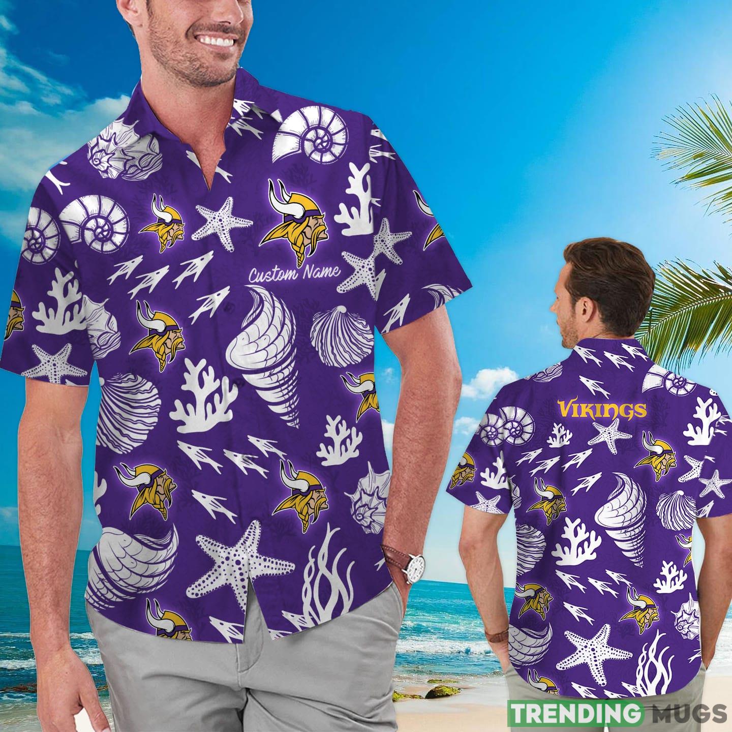 Minnesota Vikings Custom Name Hawaiian Shirt Product Photo 1 Minnesota Vikings Custom Name Hawaiian Shirt Product Photo 1