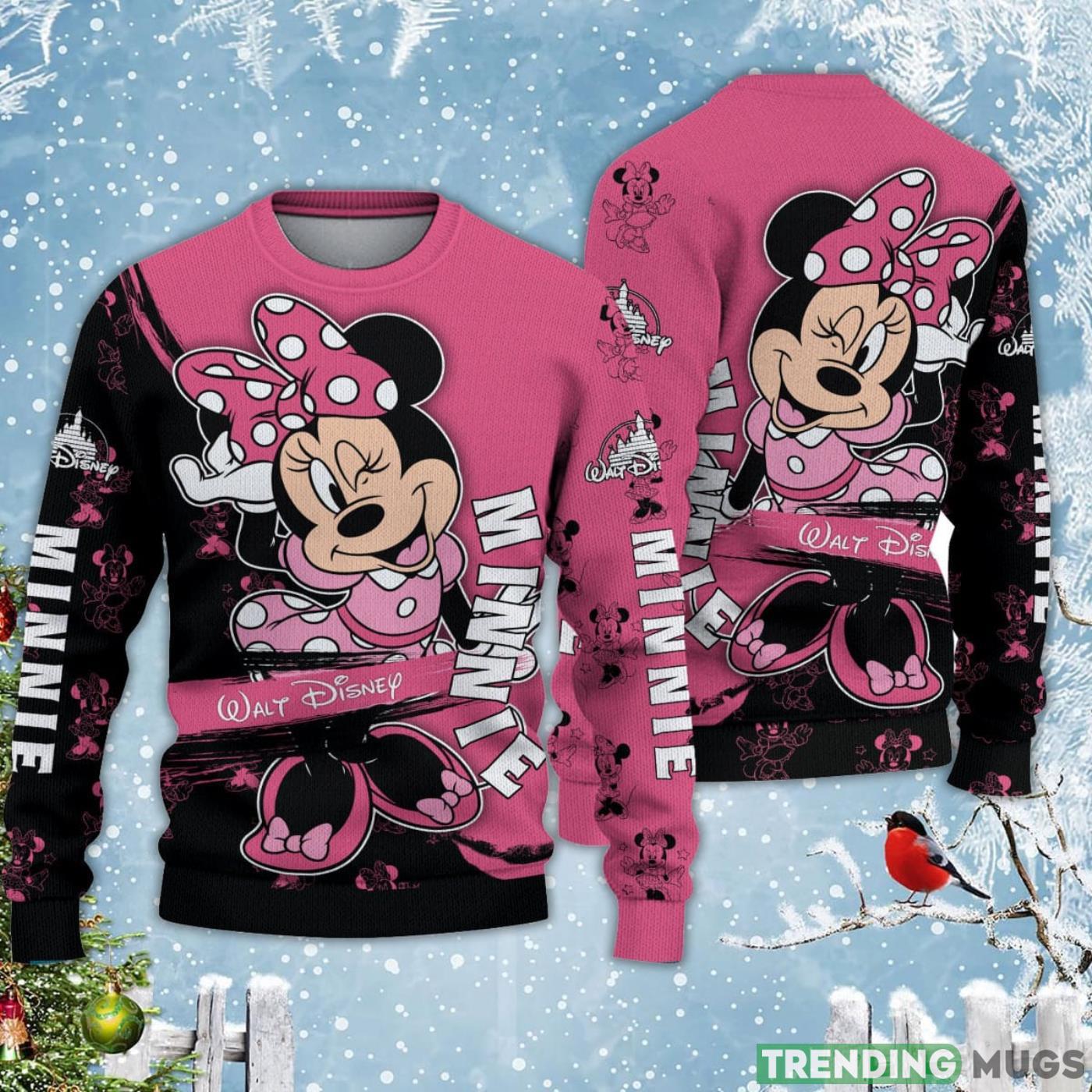 Minnie Mouse Black Pink Disney Carrtoon Lover Ugly Christmas Sweater Product Photo 1 Minnie Mouse Black Pink Disney Carrtoon Lover Ugly Christmas Sweater Product Photo 1