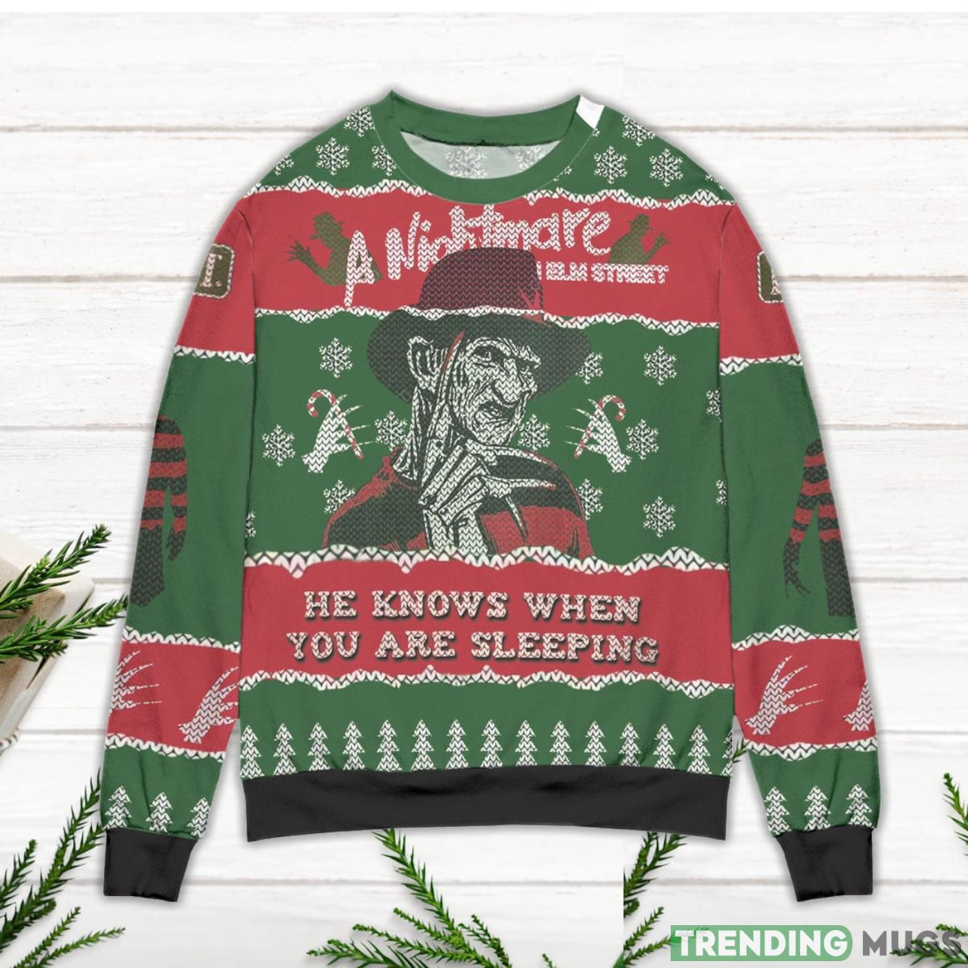 Nightmare On Elm Street He Knows Ugly Christmas Sweater Sweater Nightmare On Elm Street He Knows Ugly Christmas Sweater Sweater