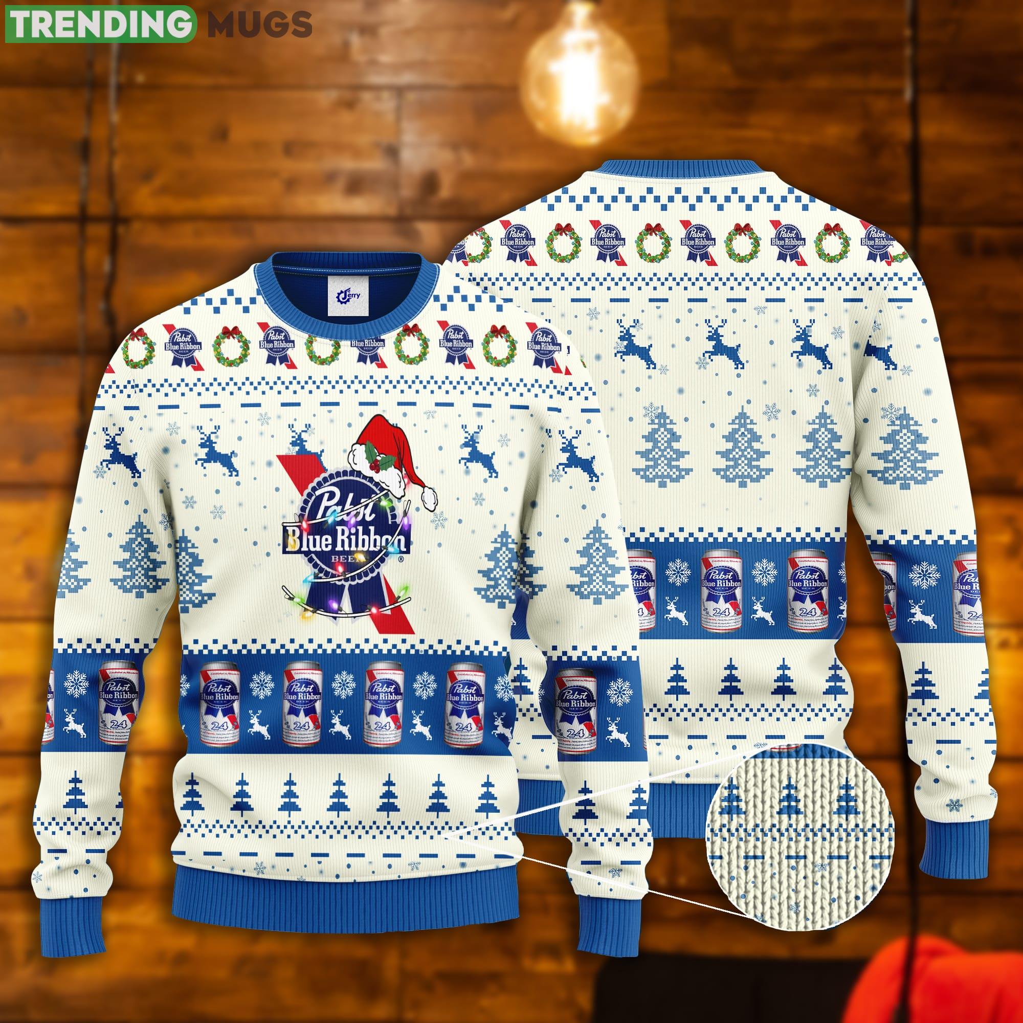 Pabst Blue Ribbon Santa Hat Christmas Ugly Christmas Sweater Product Photo 1 Pabst Blue Ribbon Santa Hat Christmas Ugly Christmas Sweater Product Photo 1