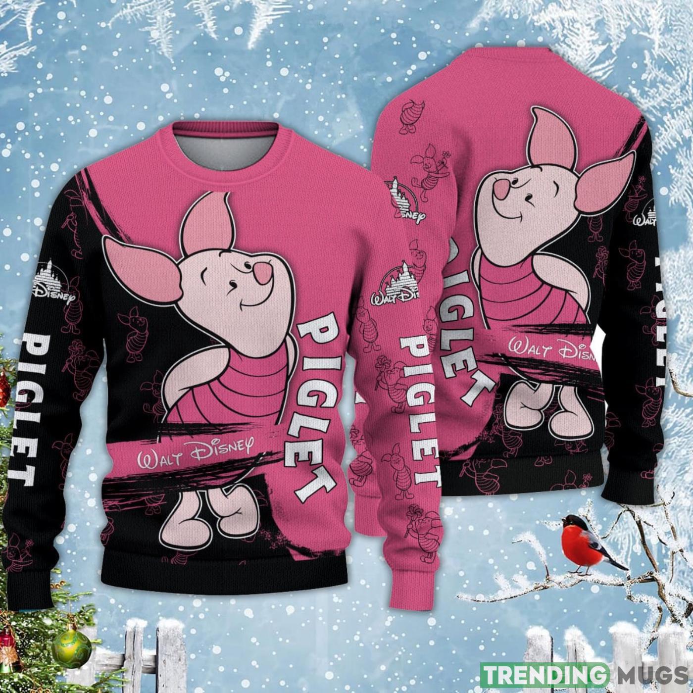 Piglet Black Pink Disney Carrtoon Lover Ugly Christmas Sweater Product Photo 1 Piglet Black Pink Disney Carrtoon Lover Ugly Christmas Sweater Product Photo 1