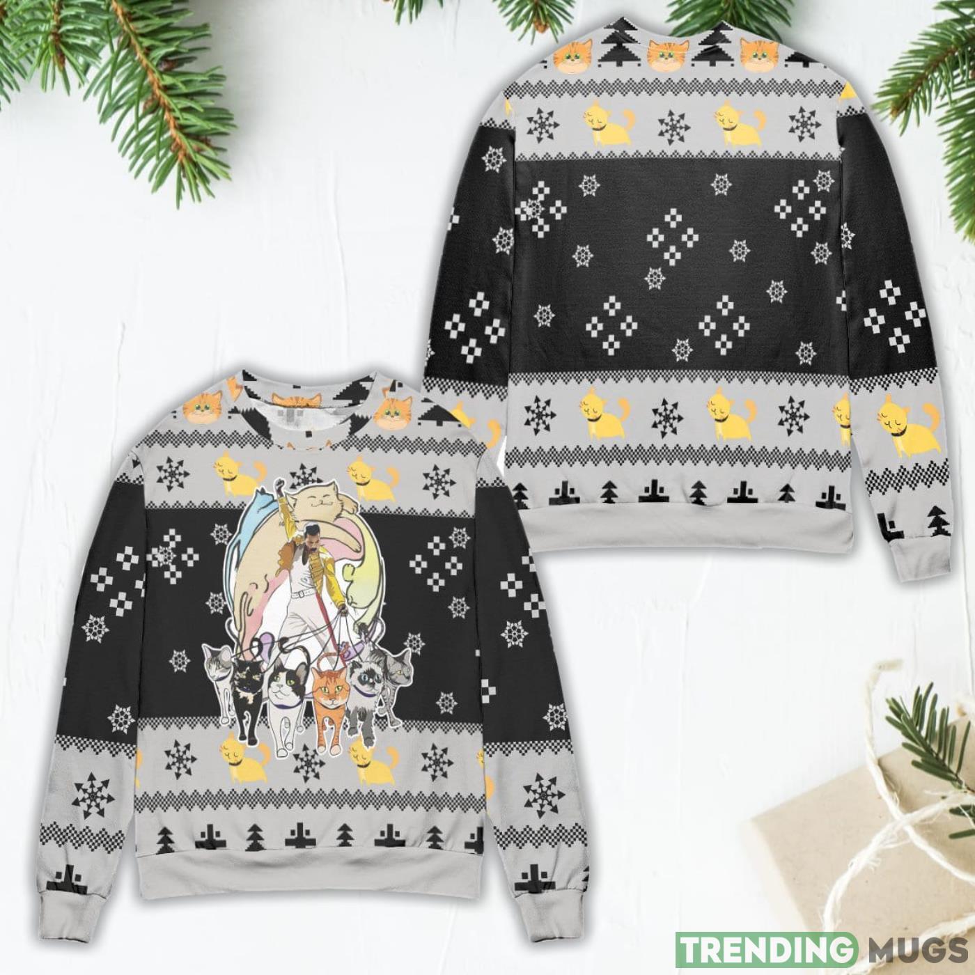 Queens Freddie Mercury & Cats Ugly Christmas Sweater Product Photo 1 Queens Freddie Mercury & Cats Ugly Christmas Sweater Product Photo 1