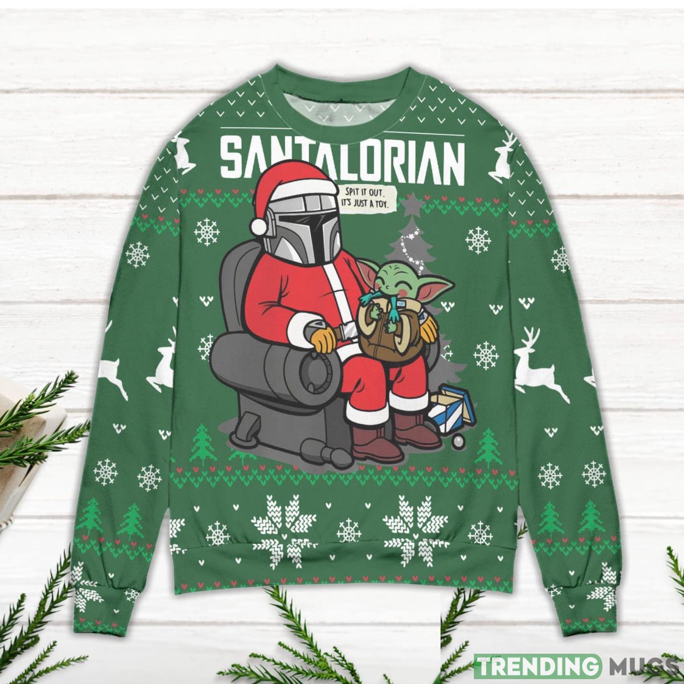 Star Wars Santalorian & Baby Yoda Snowflake Ugly Christmas Sweater Sweater Star Wars Santalorian & Baby Yoda Snowflake Ugly Christmas Sweater Sweater