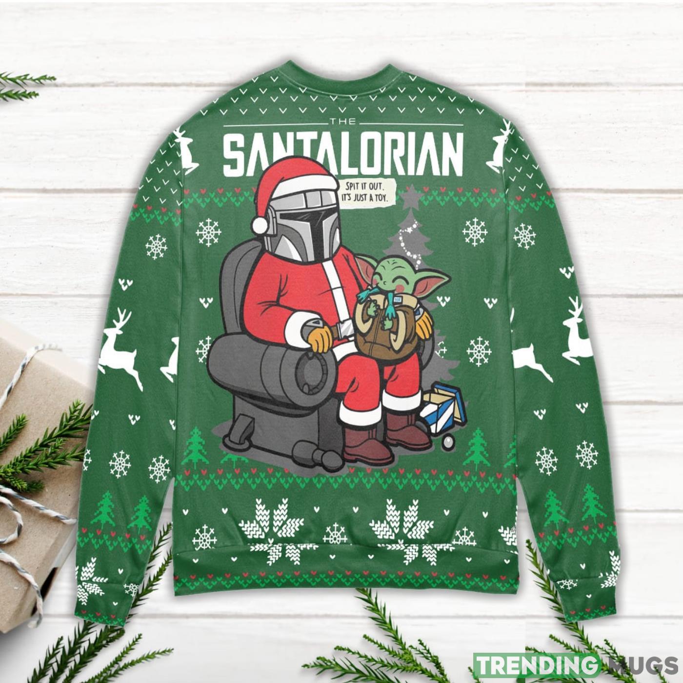 Star Wars Santalorian & Baby Yoda Snowflake Ugly Christmas Sweater Sweater Star Wars Santalorian & Baby Yoda Snowflake Ugly Christmas Sweater Sweater