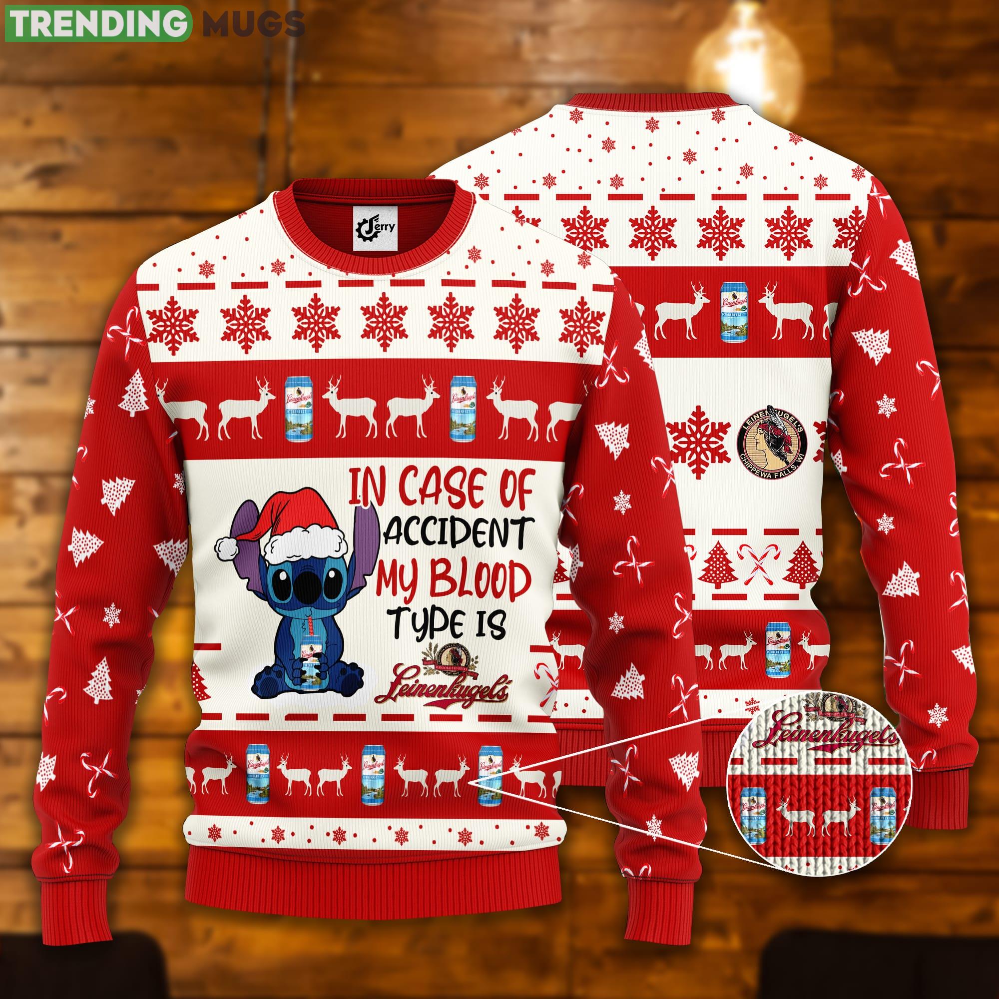 Stitch In Case Of Accident My Blood Type Is Leinenkugel's Ugly Christmas Sweater Product Photo 1 Stitch In Case Of Accident My Blood Type Is Leinenkugel's Ugly Christmas Sweater Product Photo 1