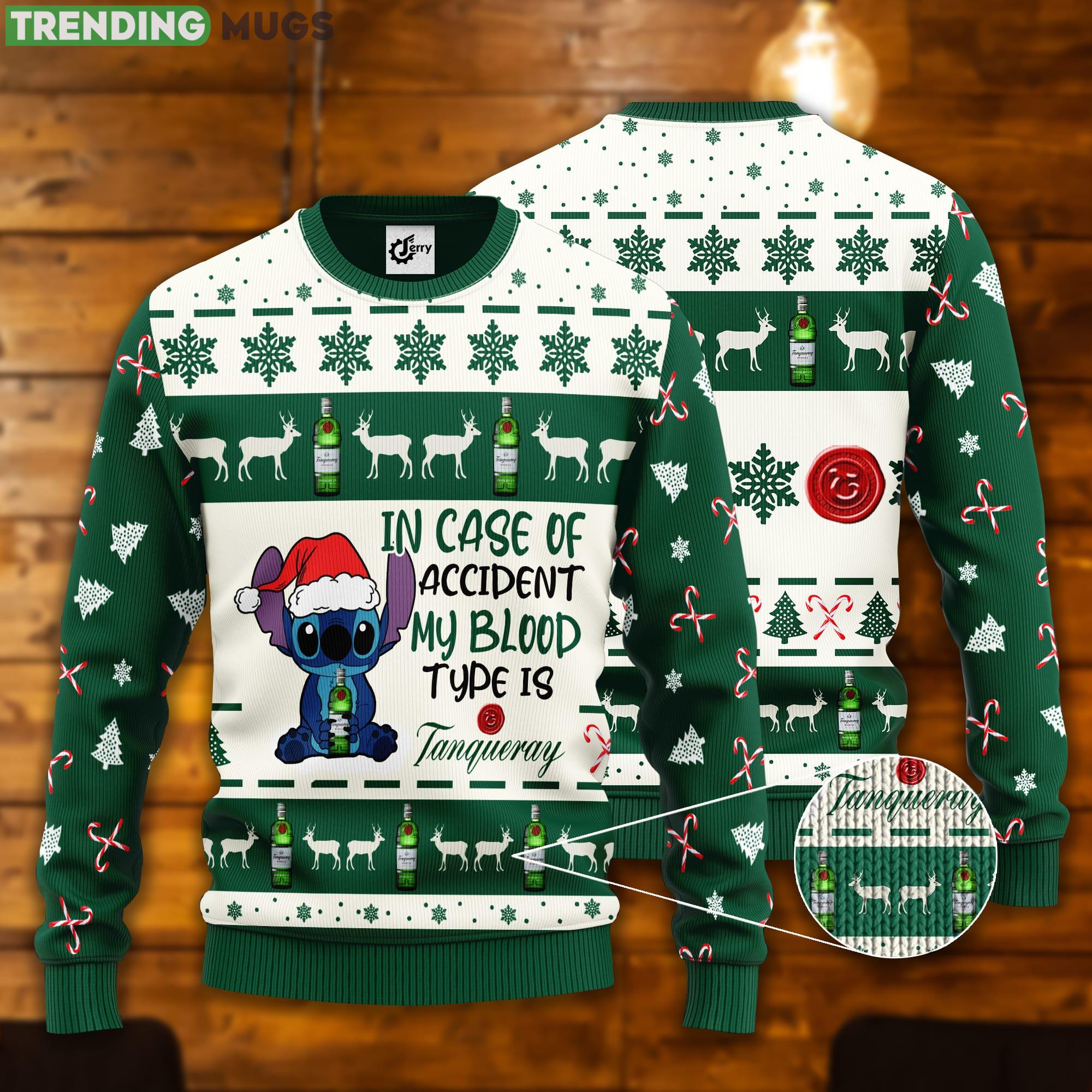Stitch In Case Of Accident My Blood Type Is Tanqueray Ugly Christmas Sweater Product Photo 1 Stitch In Case Of Accident My Blood Type Is Tanqueray Ugly Christmas Sweater Product Photo 1