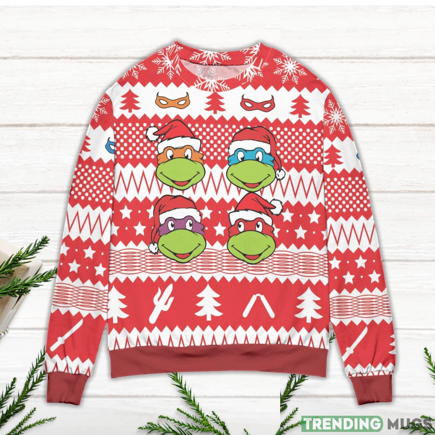Teenage Mutant Ninja Turtles Pine Tree and Stars Ugly Christmas Sweater Sweater Teenage Mutant Ninja Turtles Pine Tree and Stars Ugly Christmas Sweater Sweater