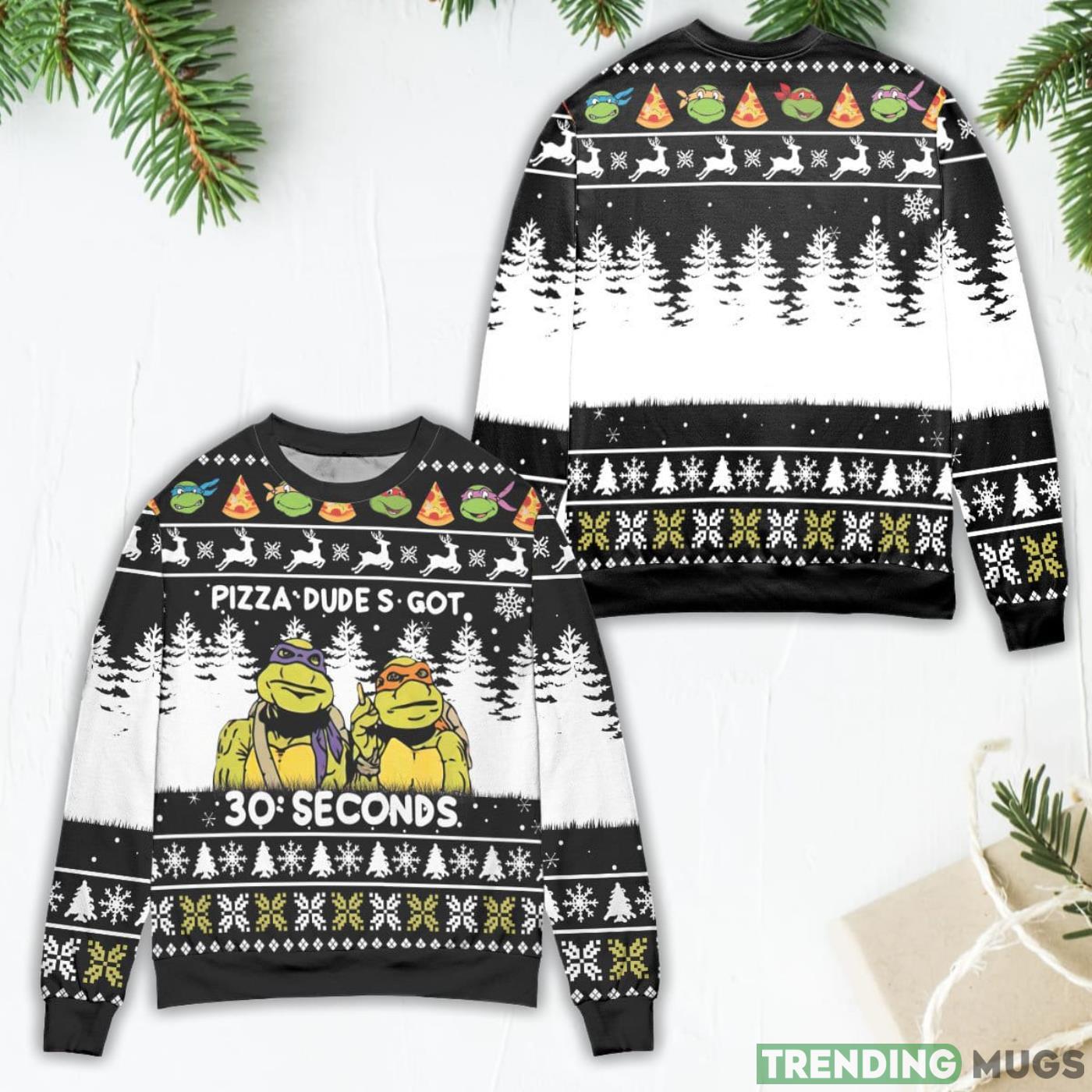 Teenage Mutant Ninja Turtles Pizza Dude's Got 30 Seconds Ugly Christmas Sweater Product Photo 1 Teenage Mutant Ninja Turtles Pizza Dude's Got 30 Seconds Ugly Christmas Sweater Product Photo 1