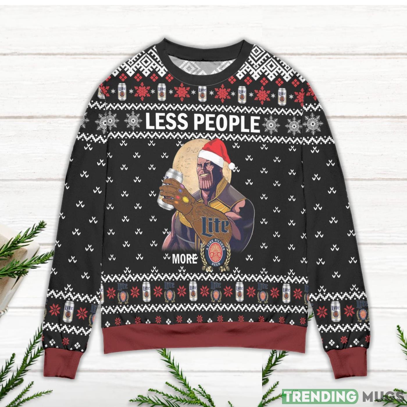 Thanos Less People More Miller Lite Snowflake Pattern Ugly Christmas Sweater Sweater Thanos Less People More Miller Lite Snowflake Pattern Ugly Christmas Sweater Sweater