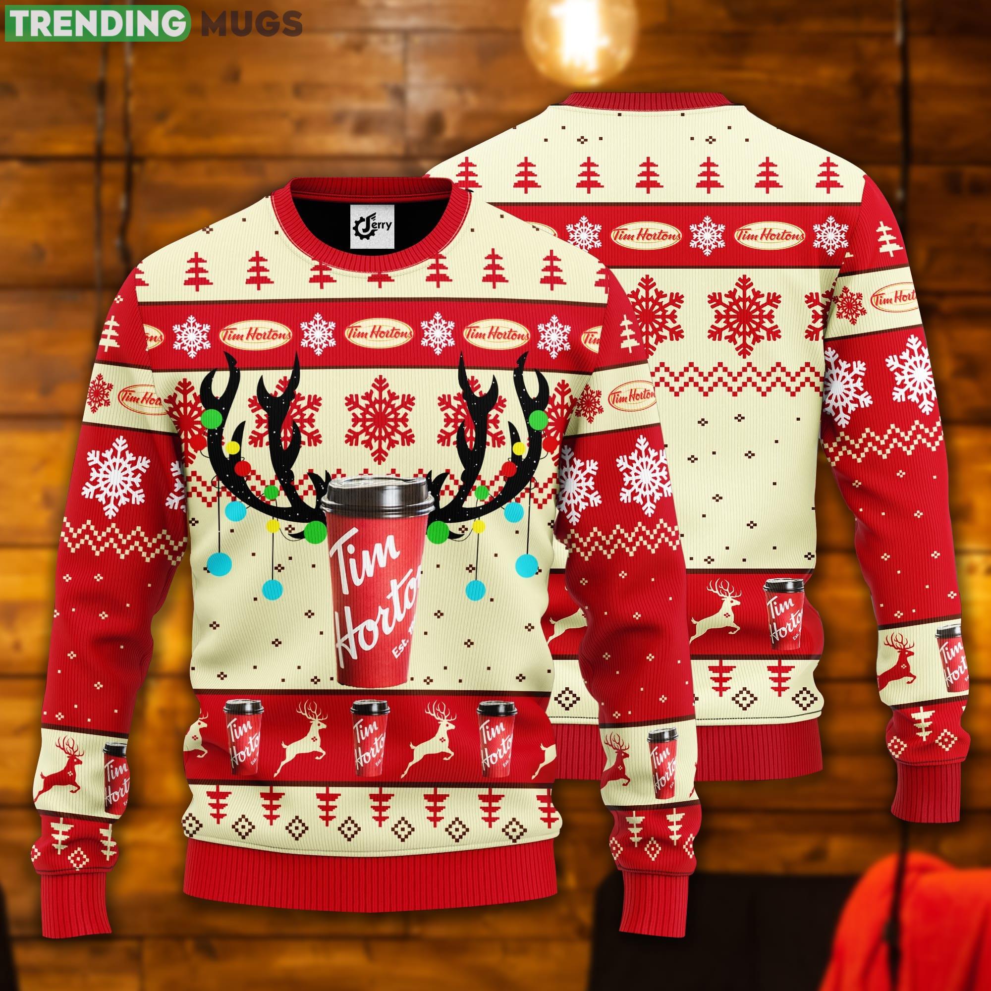 Tim Hortons Reindeer Ugly Christmas Sweater Product Photo 1 Tim Hortons Reindeer Ugly Christmas Sweater Product Photo 1