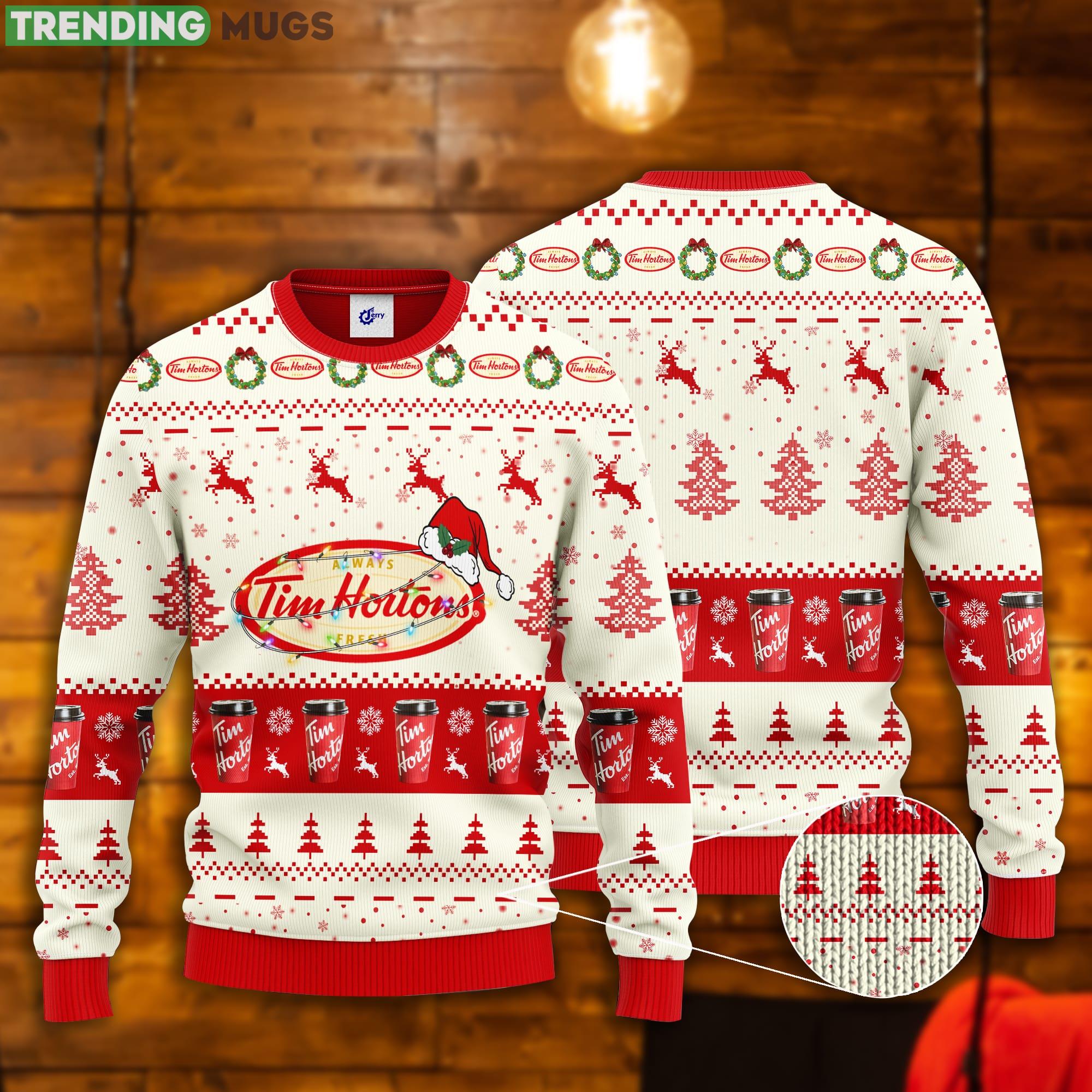 Tim Hortons Santa Hat Christmas Ugly Christmas Sweater Product Photo 1 Tim Hortons Santa Hat Christmas Ugly Christmas Sweater Product Photo 1