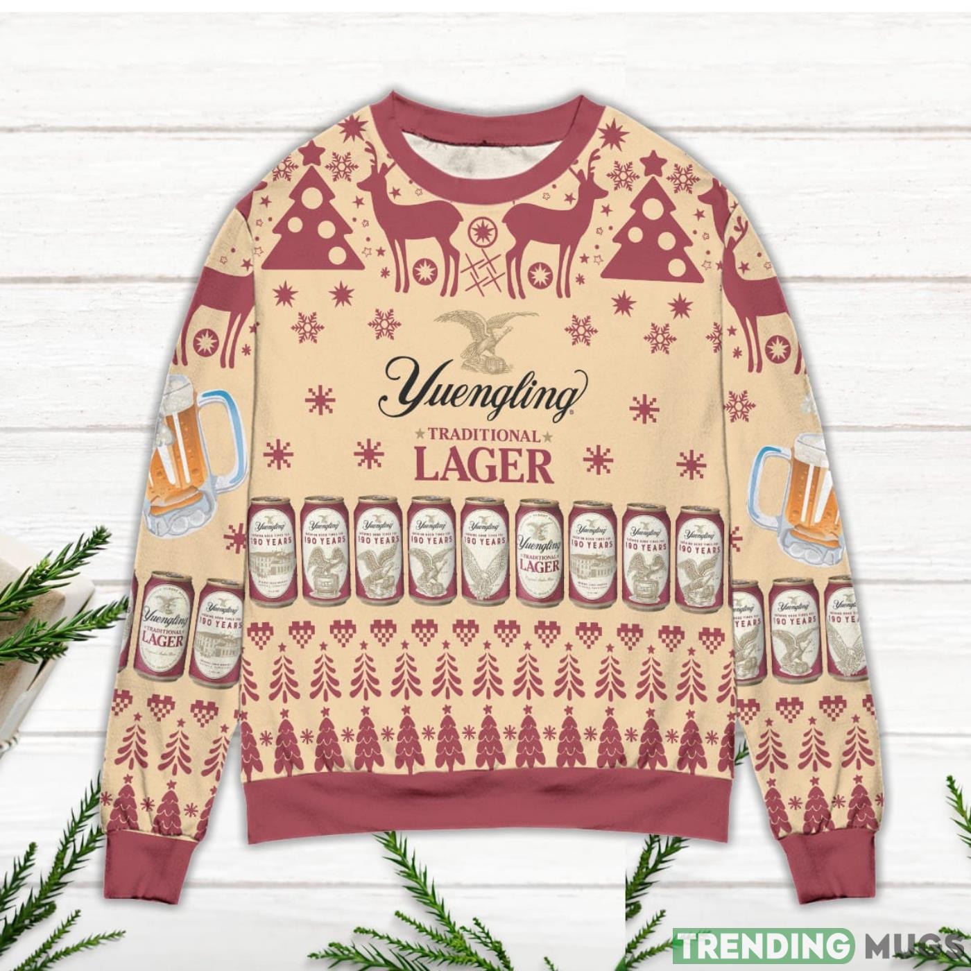 Yuengling Traditional Lager Reindeer & Snowflake Pattern Ugly Christmas Sweater Sweater Yuengling Traditional Lager Reindeer & Snowflake Pattern Ugly Christmas Sweater Sweater