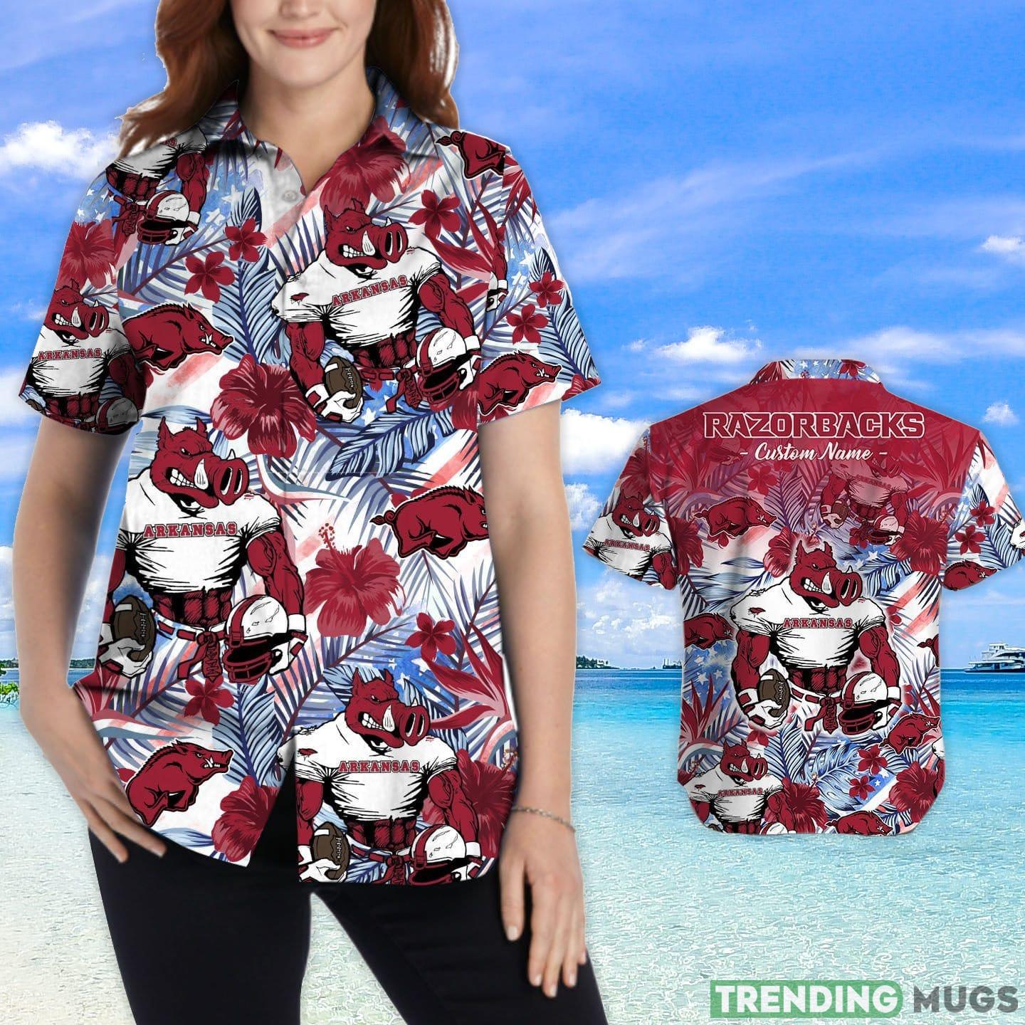 Arkansas Razorbacks Tropical Floral Custom Name Aloha Hawaiian Shirt Hawaiian Shirt Arkansas Razorbacks Tropical Floral Custom Name Aloha Hawaiian Shirt Hawaiian Shirt