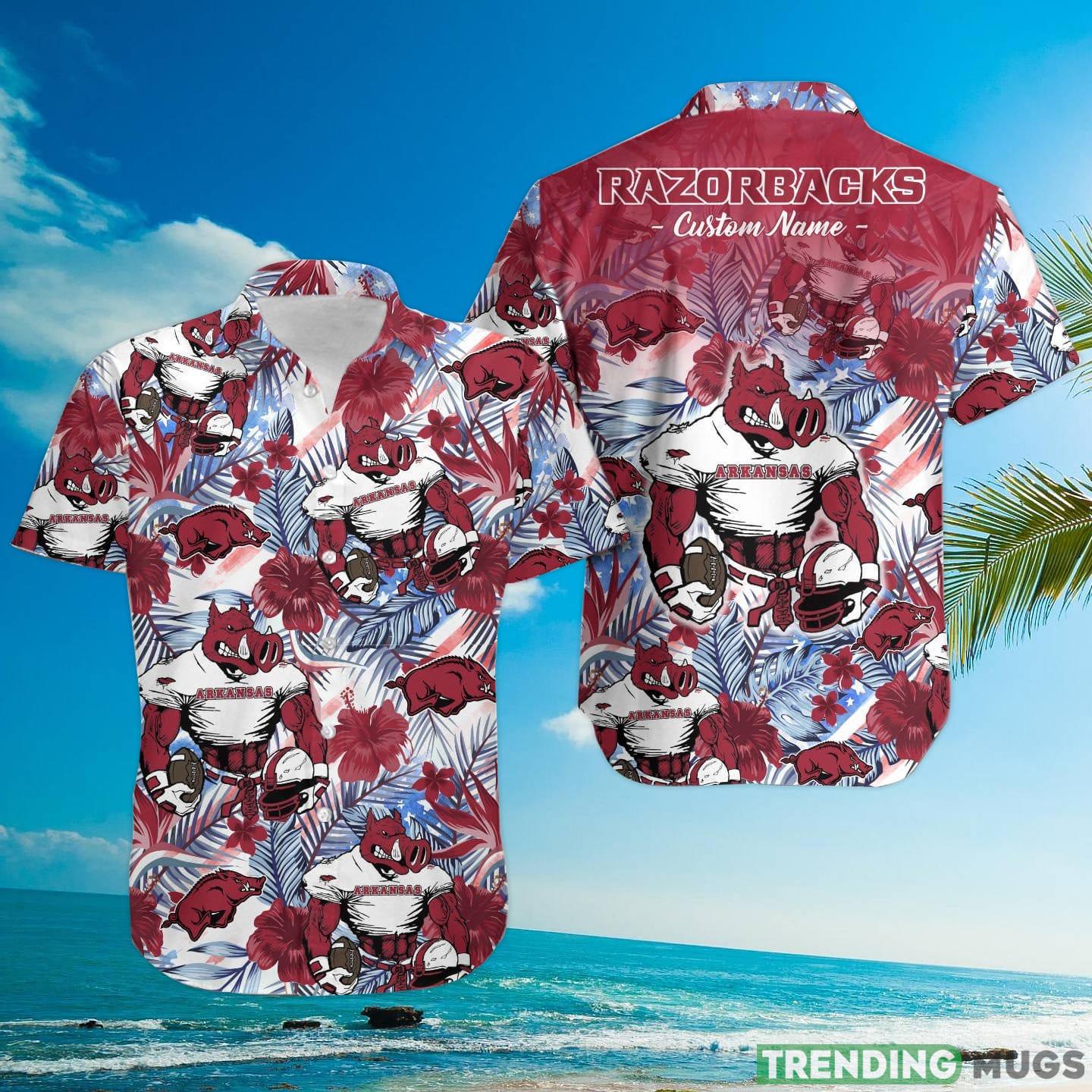 Arkansas Razorbacks Tropical Floral Custom Name Aloha Hawaiian Shirt Hawaiian Shirt Arkansas Razorbacks Tropical Floral Custom Name Aloha Hawaiian Shirt Hawaiian Shirt