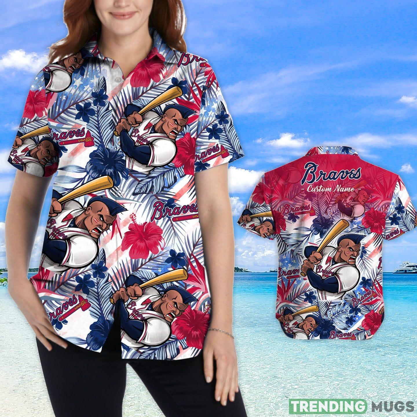 Atlanta Braves Tropical Floral Custom Name Aloha Hawaiian Shirt Hawaiian Shirt Atlanta Braves Tropical Floral Custom Name Aloha Hawaiian Shirt Hawaiian Shirt
