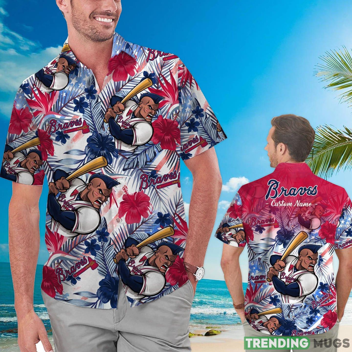 Atlanta Braves Tropical Floral Custom Name Aloha Hawaiian Shirt Product Photo 1 Atlanta Braves Tropical Floral Custom Name Aloha Hawaiian Shirt Product Photo 1