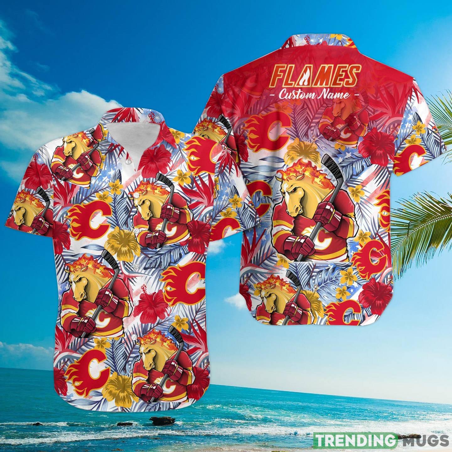 Calgary Flames Tropical Floral Custom Name Aloha Hawaiian Shirt Hawaiian Shirt Calgary Flames Tropical Floral Custom Name Aloha Hawaiian Shirt Hawaiian Shirt