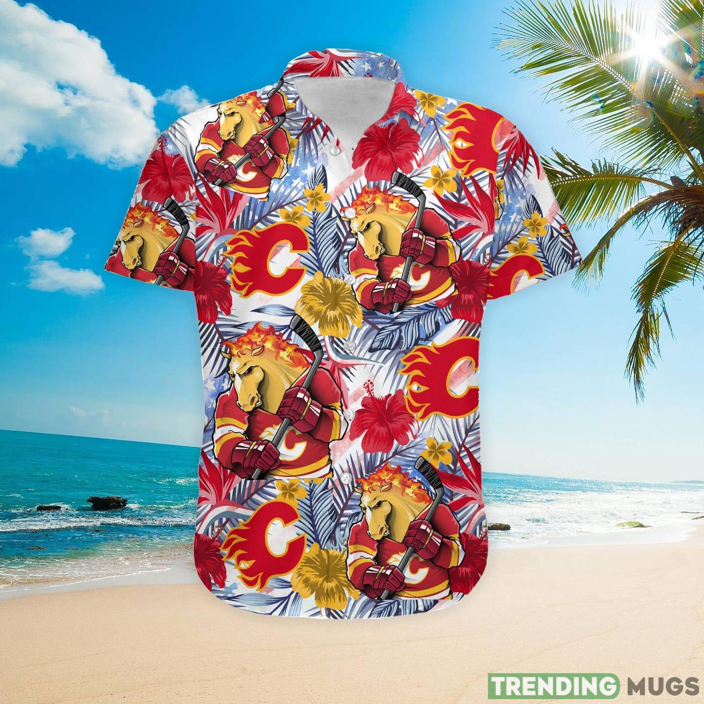 Calgary Flames Tropical Floral Custom Name Aloha Hawaiian Shirt Hawaiian Shirt Calgary Flames Tropical Floral Custom Name Aloha Hawaiian Shirt Hawaiian Shirt