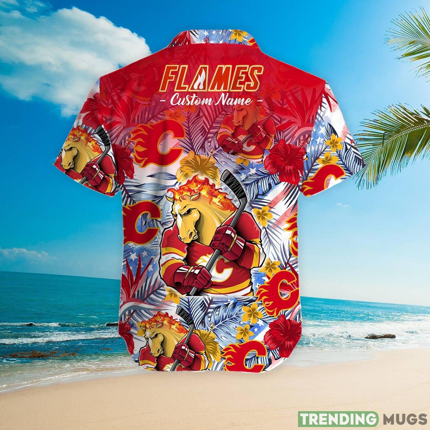 Calgary Flames Tropical Floral Custom Name Aloha Hawaiian Shirt Hawaiian Shirt Calgary Flames Tropical Floral Custom Name Aloha Hawaiian Shirt Hawaiian Shirt