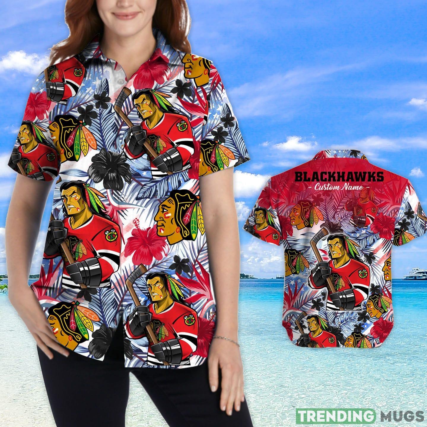 Chicago Blackhawks Tropical Floral Custom Name Aloha Hawaiian Shirt Hawaiian Shirt Chicago Blackhawks Tropical Floral Custom Name Aloha Hawaiian Shirt Hawaiian Shirt