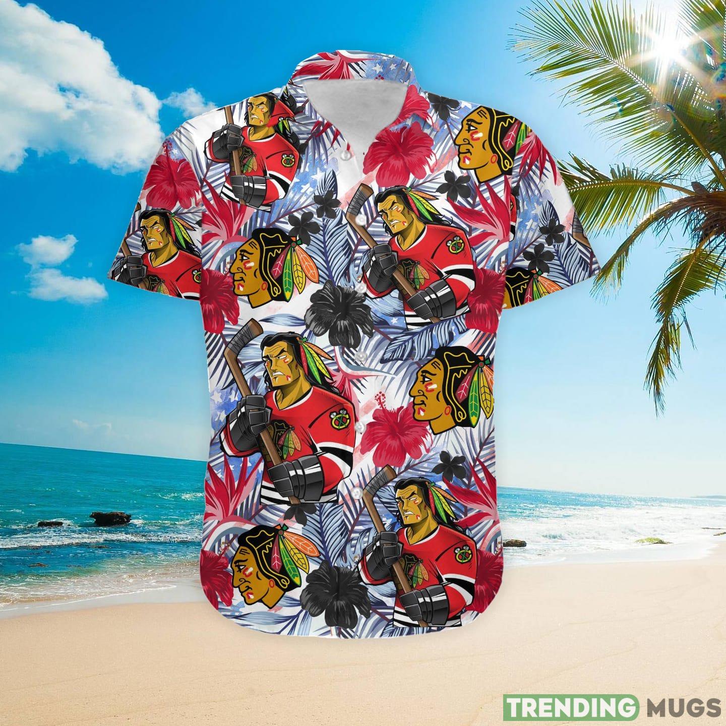 Chicago Blackhawks Tropical Floral Custom Name Aloha Hawaiian Shirt Hawaiian Shirt Chicago Blackhawks Tropical Floral Custom Name Aloha Hawaiian Shirt Hawaiian Shirt
