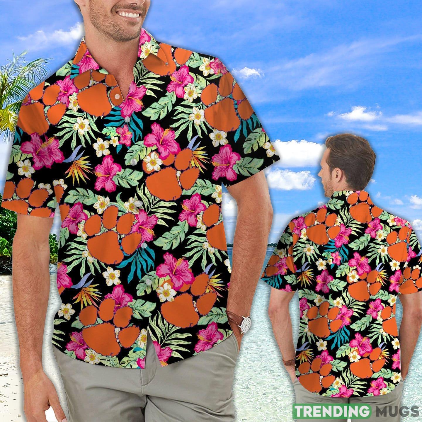 Clemson Tigers Hibiscus Hawaiian Shirt For Fans Product Photo 1 Clemson Tigers Hibiscus Hawaiian Shirt For Fans Product Photo 1
