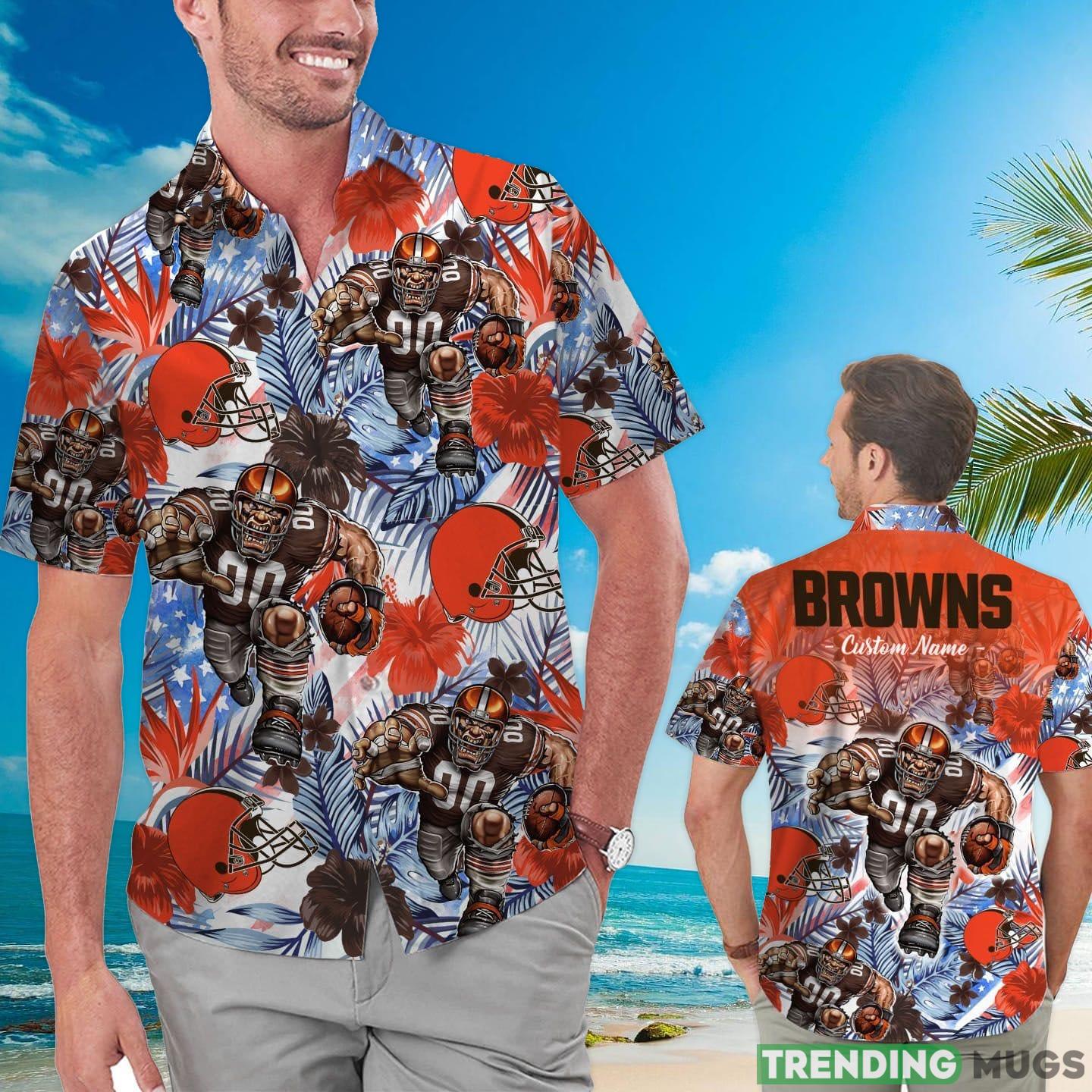 Cleveland Browns Tropical Floral Custom Name Aloha Hawaiian Shirt Product Photo 1 Cleveland Browns Tropical Floral Custom Name Aloha Hawaiian Shirt Product Photo 1
